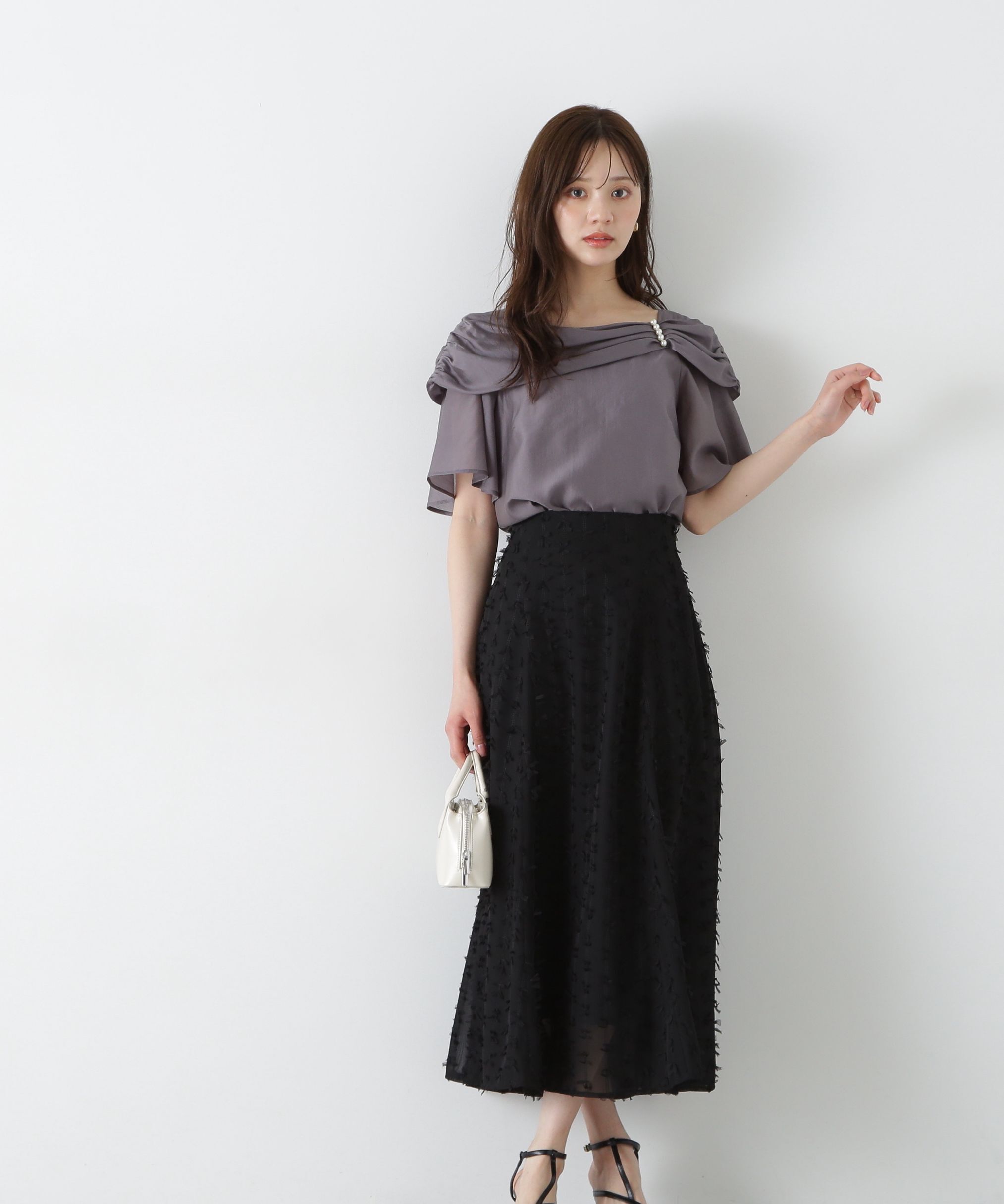 PROPORTION BODY DRESSING「シアーチュールフリンジフレアスカート」|スカート|