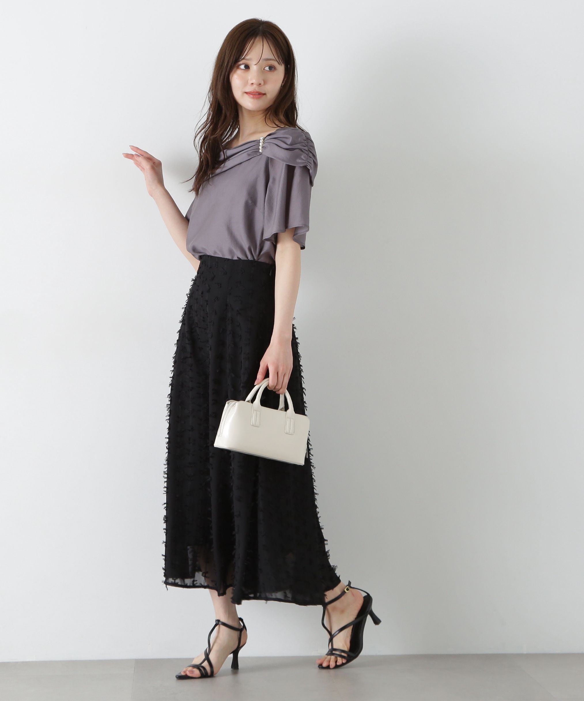 PROPORTION BODY DRESSING「シアーチュールフリンジフレアスカート」|スカート|