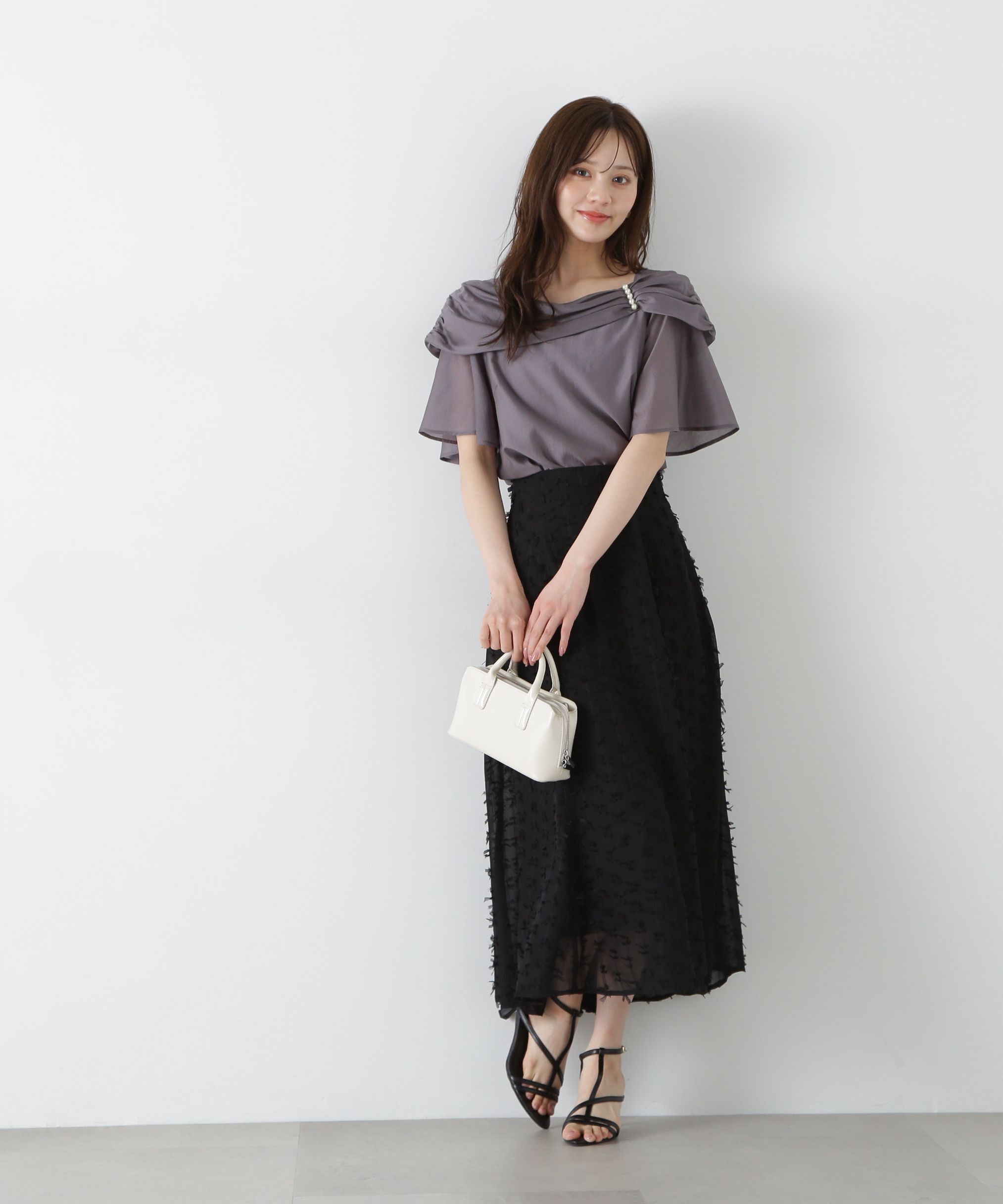 PROPORTION BODY DRESSING「シアーチュールフリンジフレアスカート」|スカート|