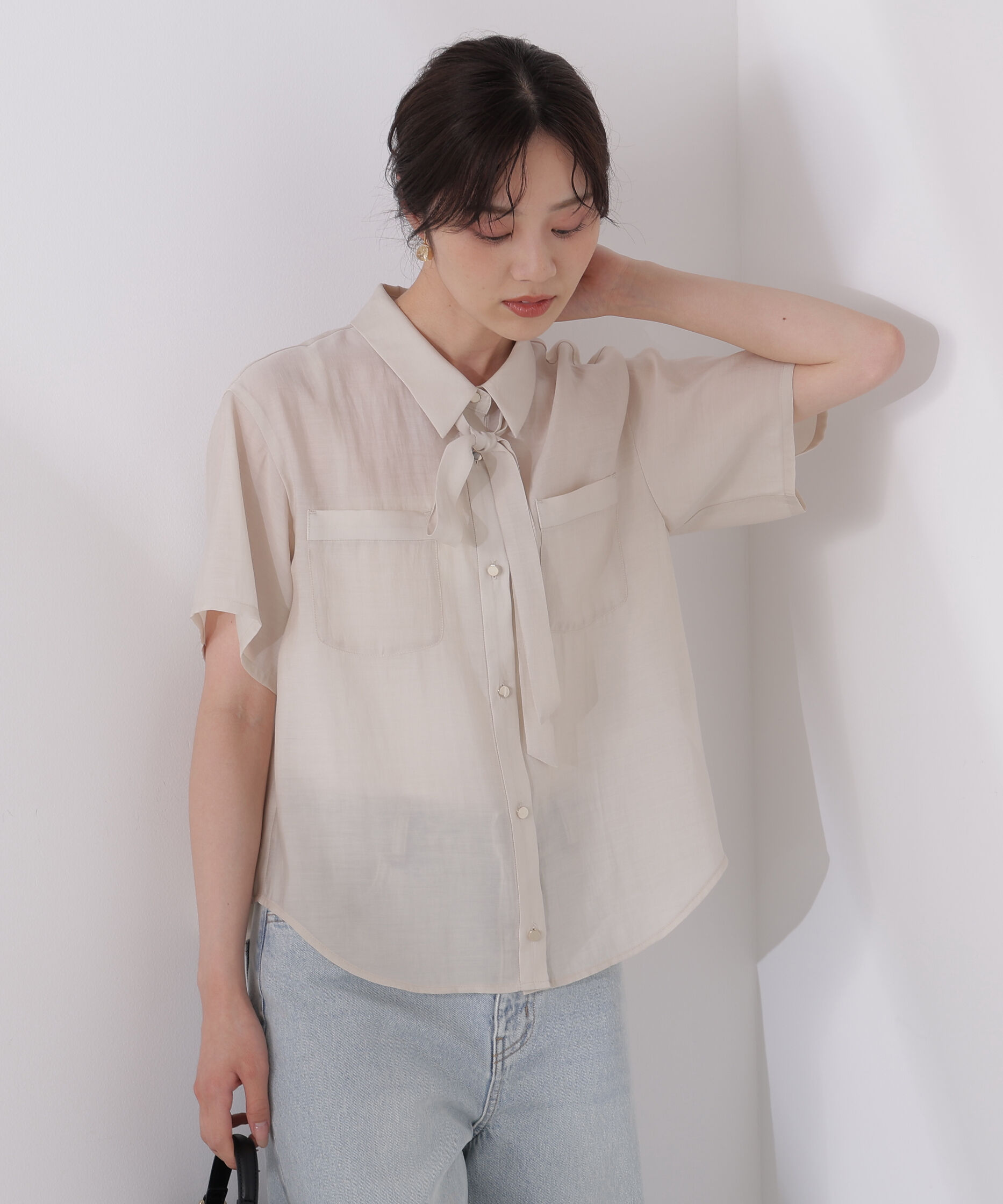 PROPORTION BODY DRESSING「タイ付きシアー半袖シャツ」|シャツ・ブラウス|
