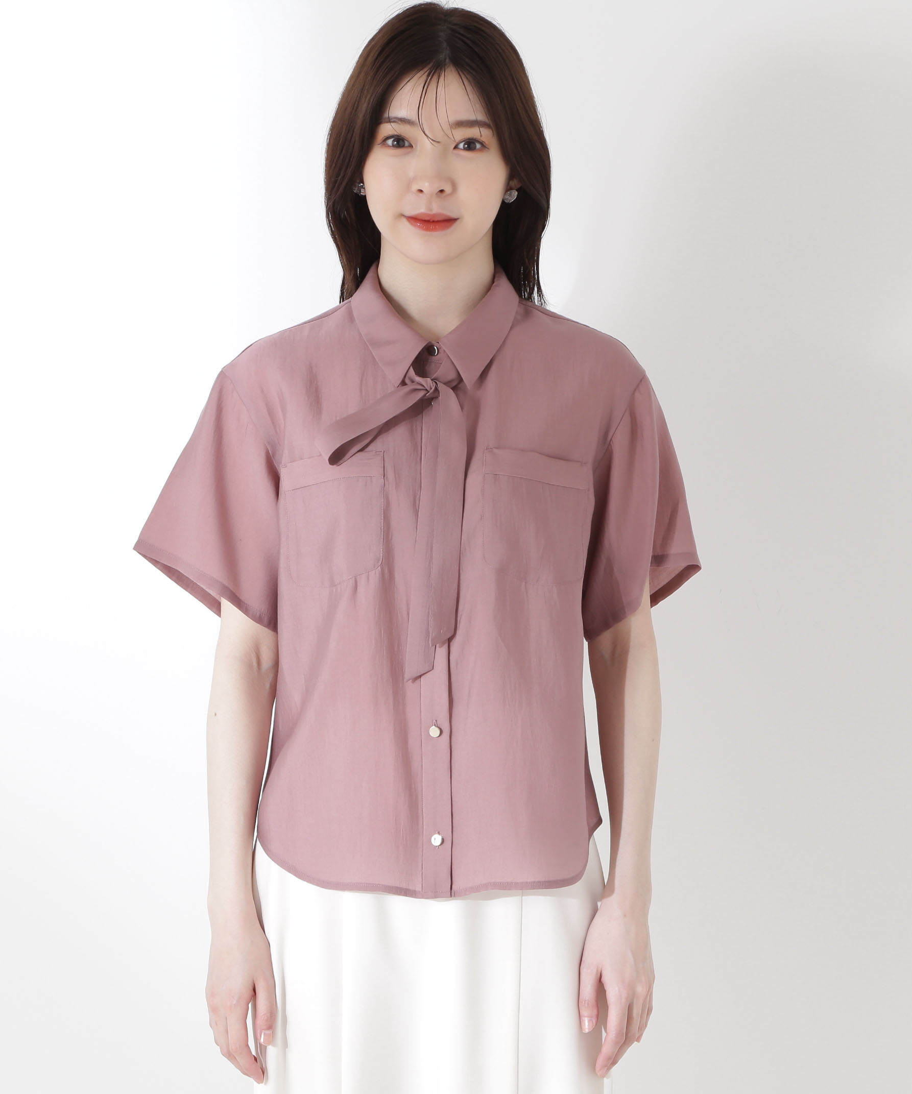 PROPORTION BODY DRESSING「タイ付きシアー半袖シャツ」|シャツ・ブラウス|