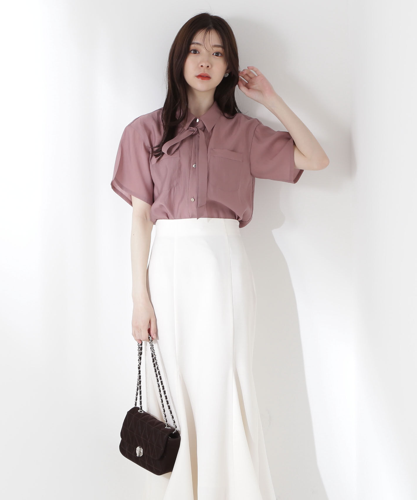 PROPORTION BODY DRESSING「タイ付きシアー半袖シャツ」|シャツ・ブラウス|