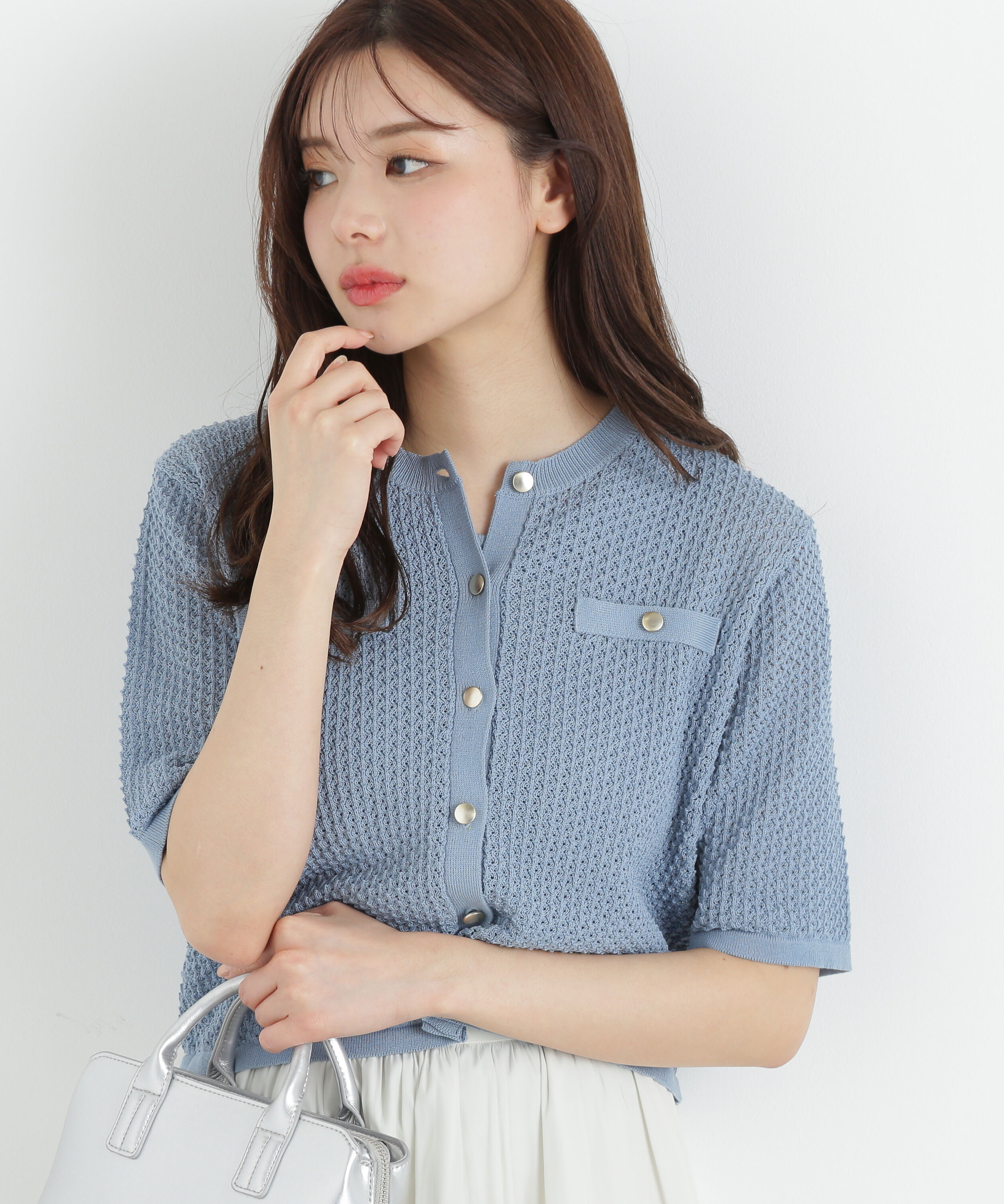 PROPORTION BODY DRESSING「変わり編みニットアンサンブル」|ニット・セーター|ブルー