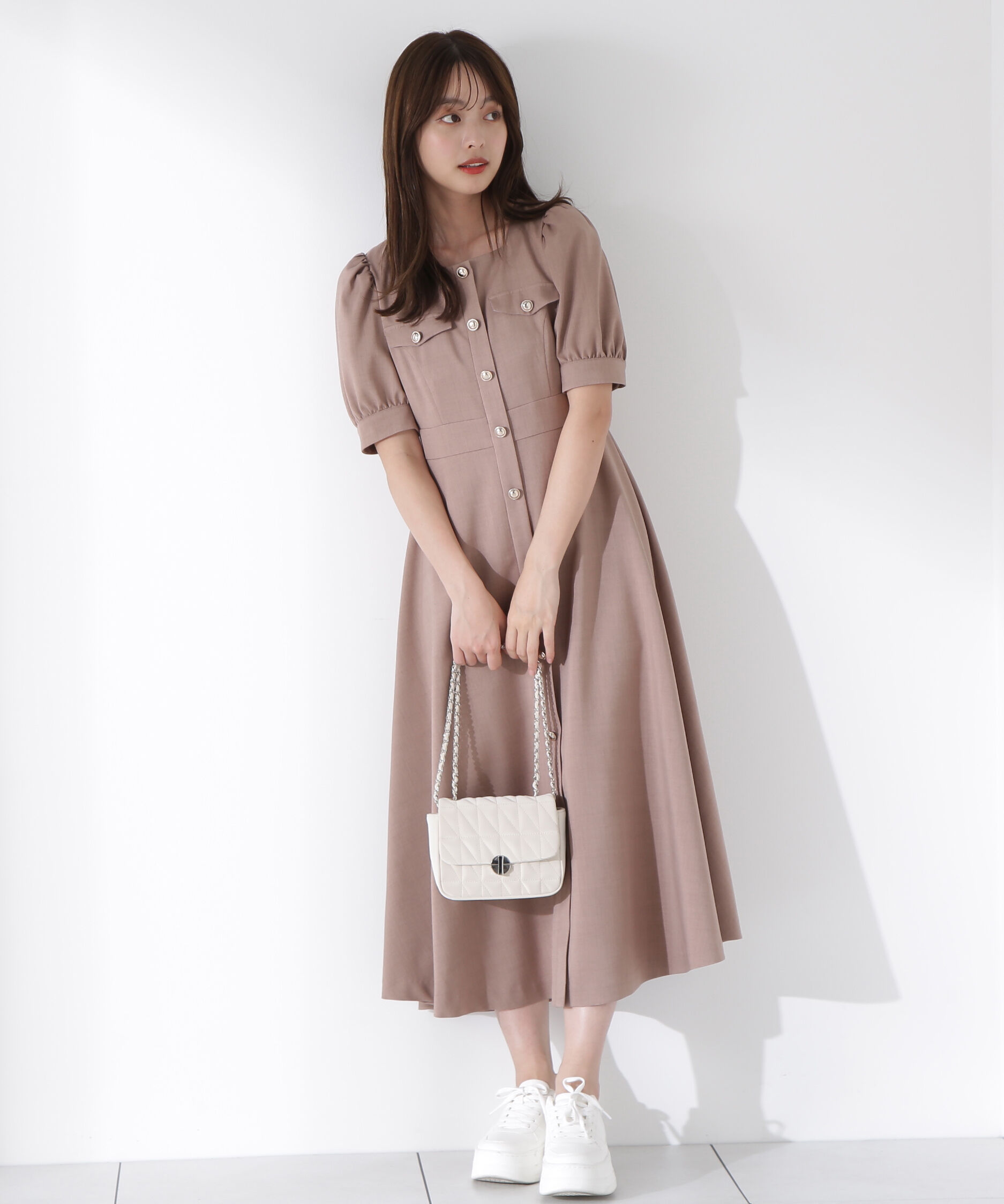 PROPORTION BODY DRESSING「フロント釦スクエアネックワンピース」|ワンピース|