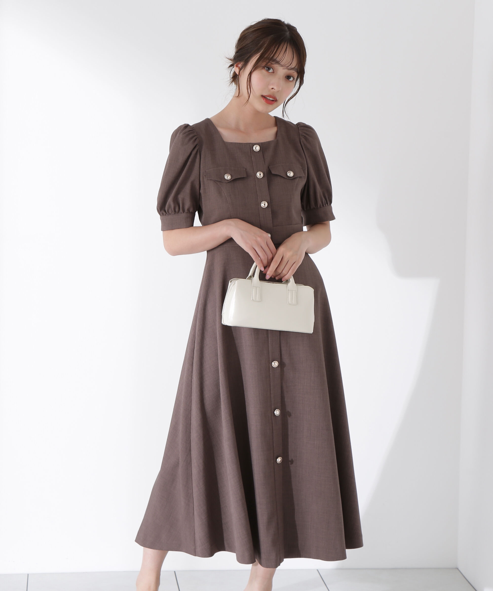 PROPORTION BODY DRESSING「フロント釦スクエアネックワンピース」|ワンピース|