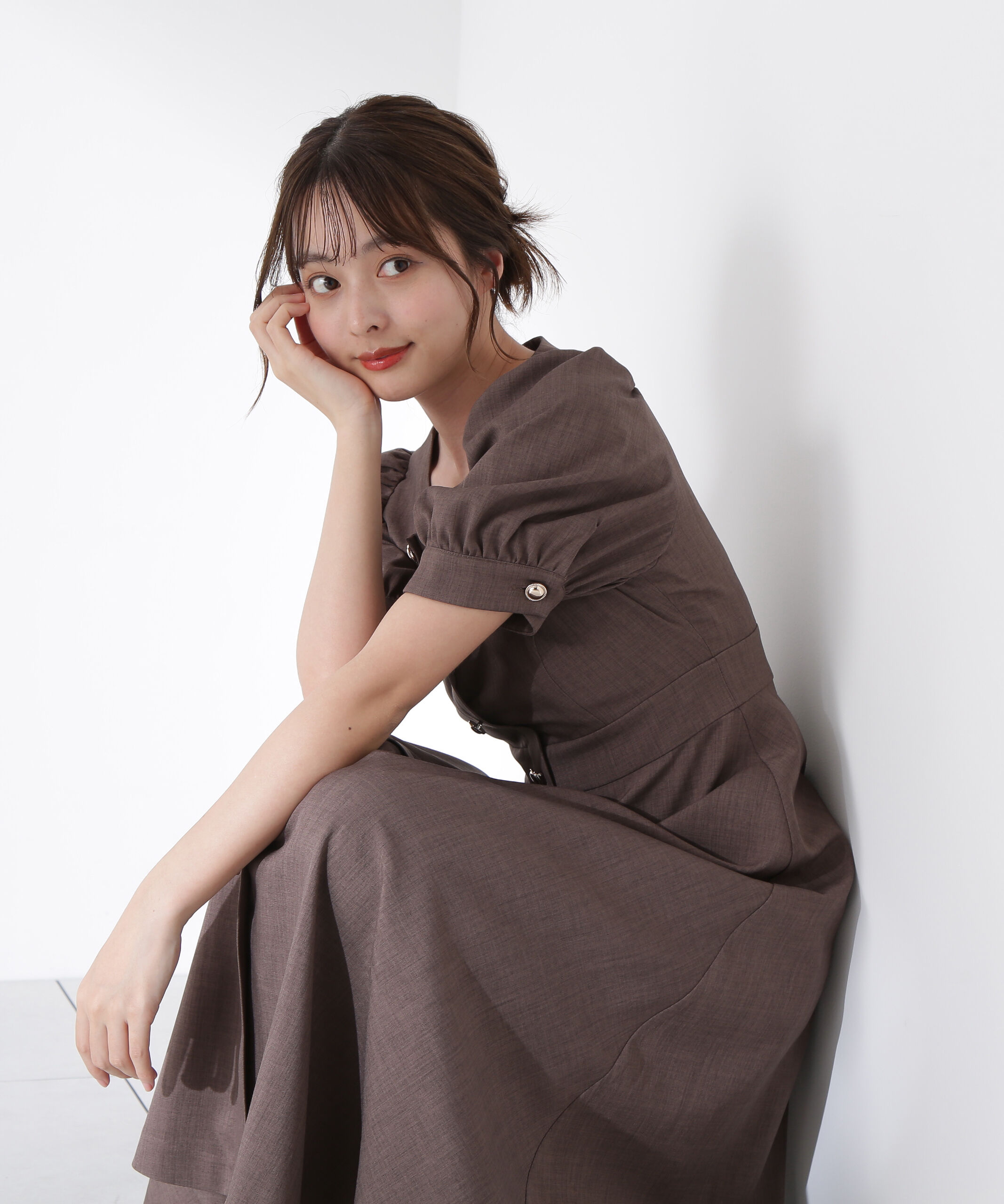 PROPORTION BODY DRESSING「フロント釦スクエアネックワンピース」|ワンピース|