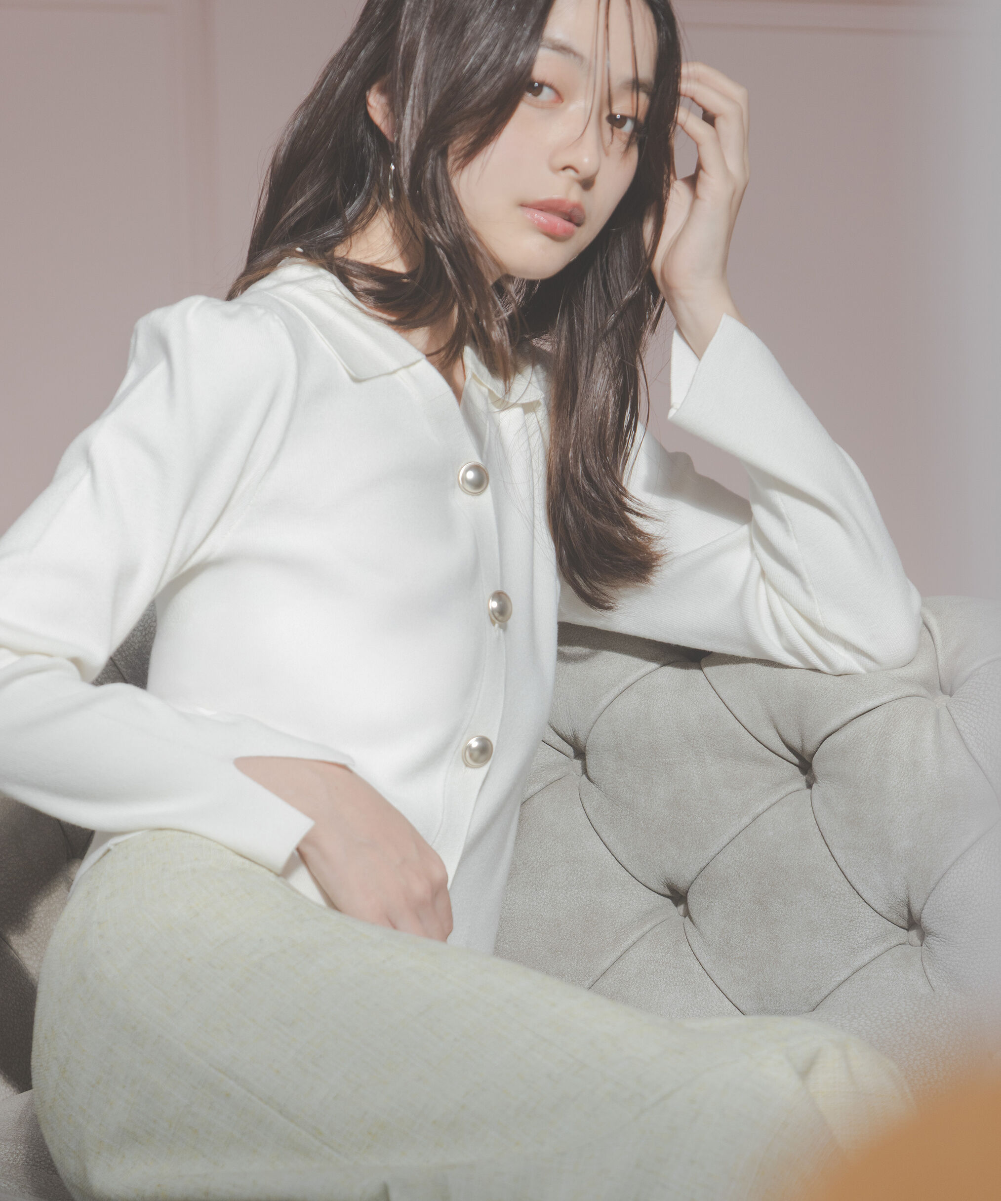 PROPORTION BODY DRESSING「＜ウォッシャブル/UV＞衿付き総針ニット」|ニット・セーター|エクリュ1
