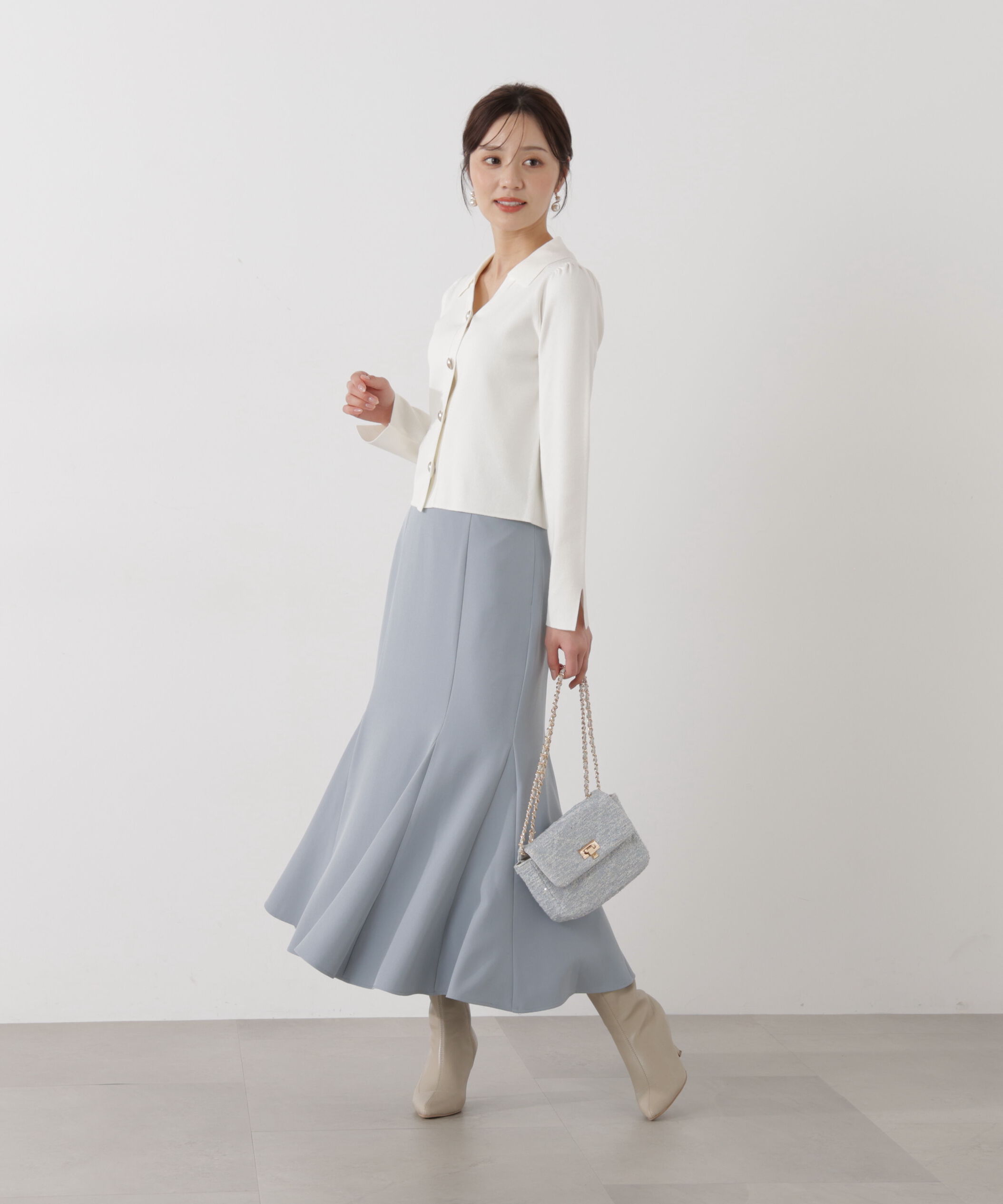 PROPORTION BODY DRESSING「＜ウォッシャブル/UV＞衿付き総針ニット」|ニット・セーター|