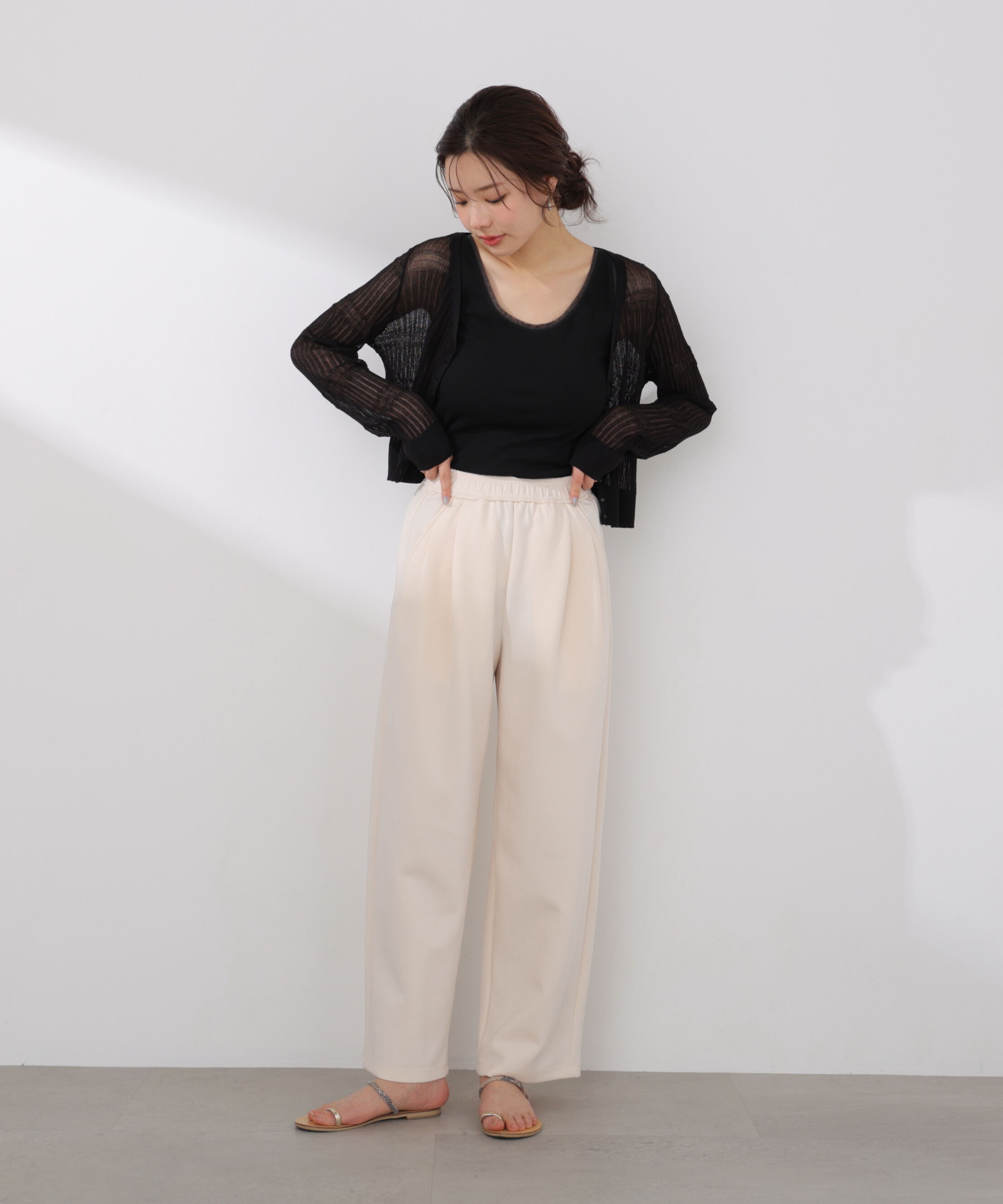 PROPORTION BODY DRESSING「〈a/mie〉変わり織透かし編みカーディガン 26SS」|ニット・セーター|