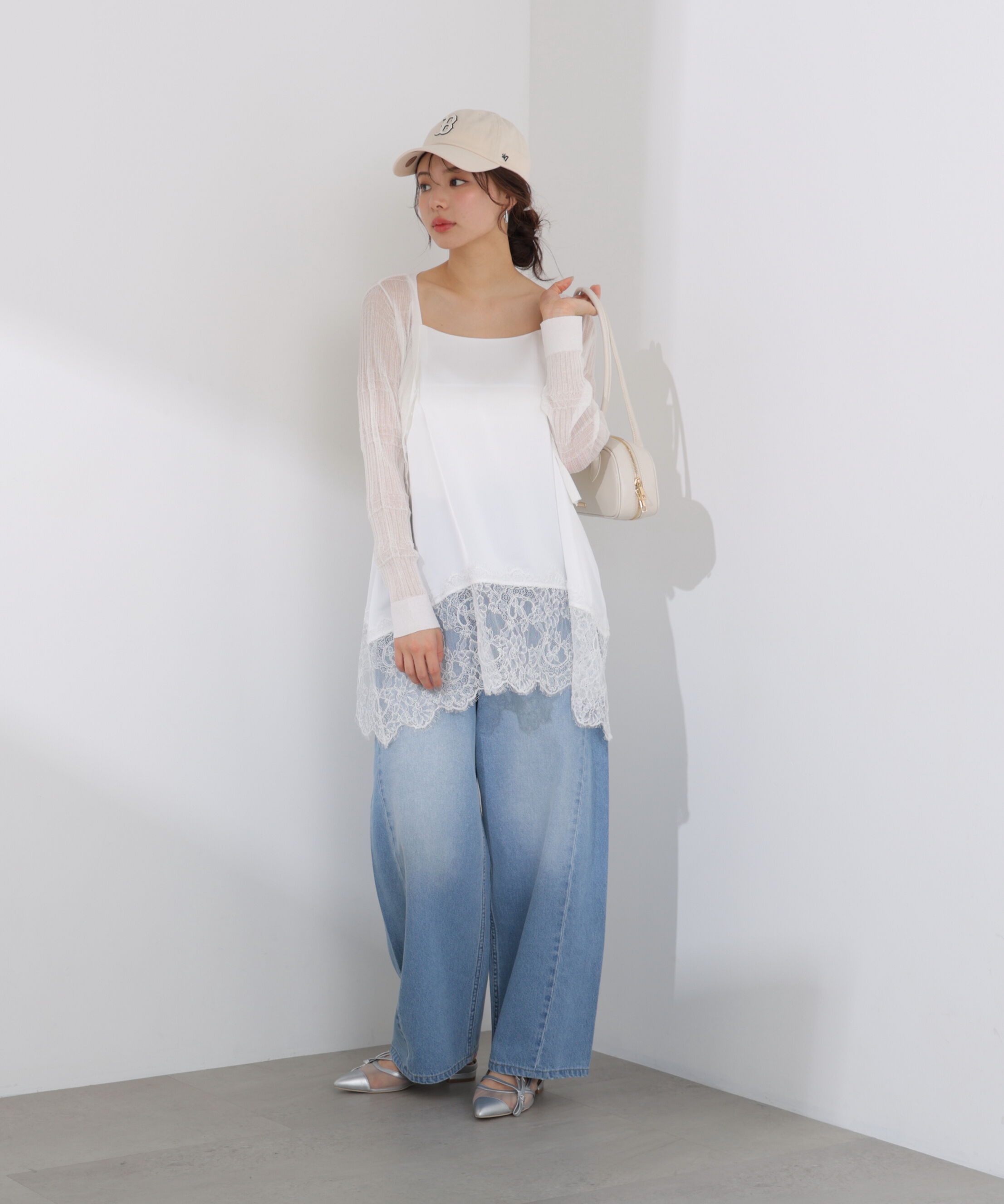 PROPORTION BODY DRESSING「〈a/mie〉変わり織透かし編みカーディガン 26SS」|ニット・セーター|