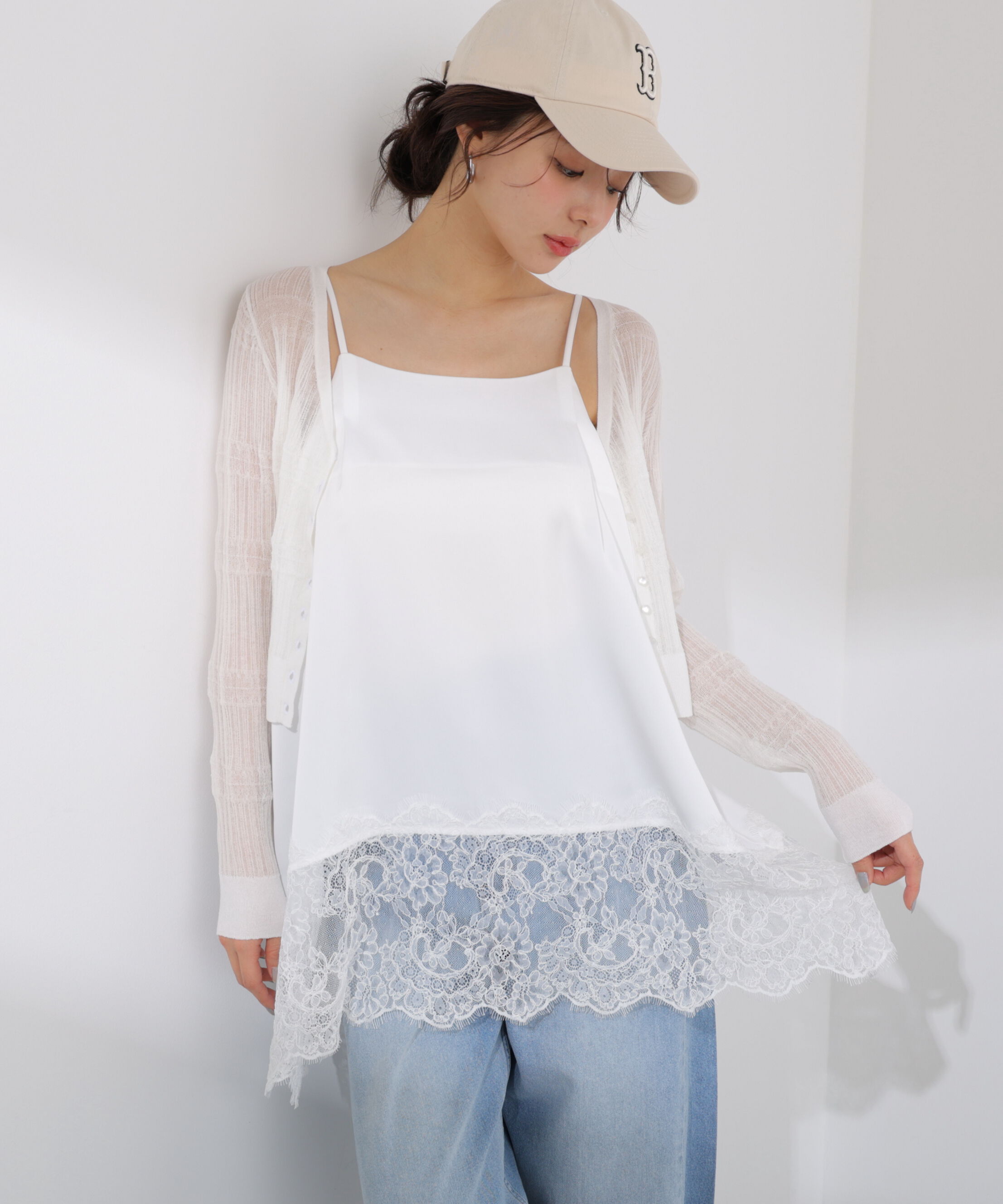 PROPORTION BODY DRESSING「〈a/mie〉変わり織透かし編みカーディガン 26SS」|ニット・セーター|