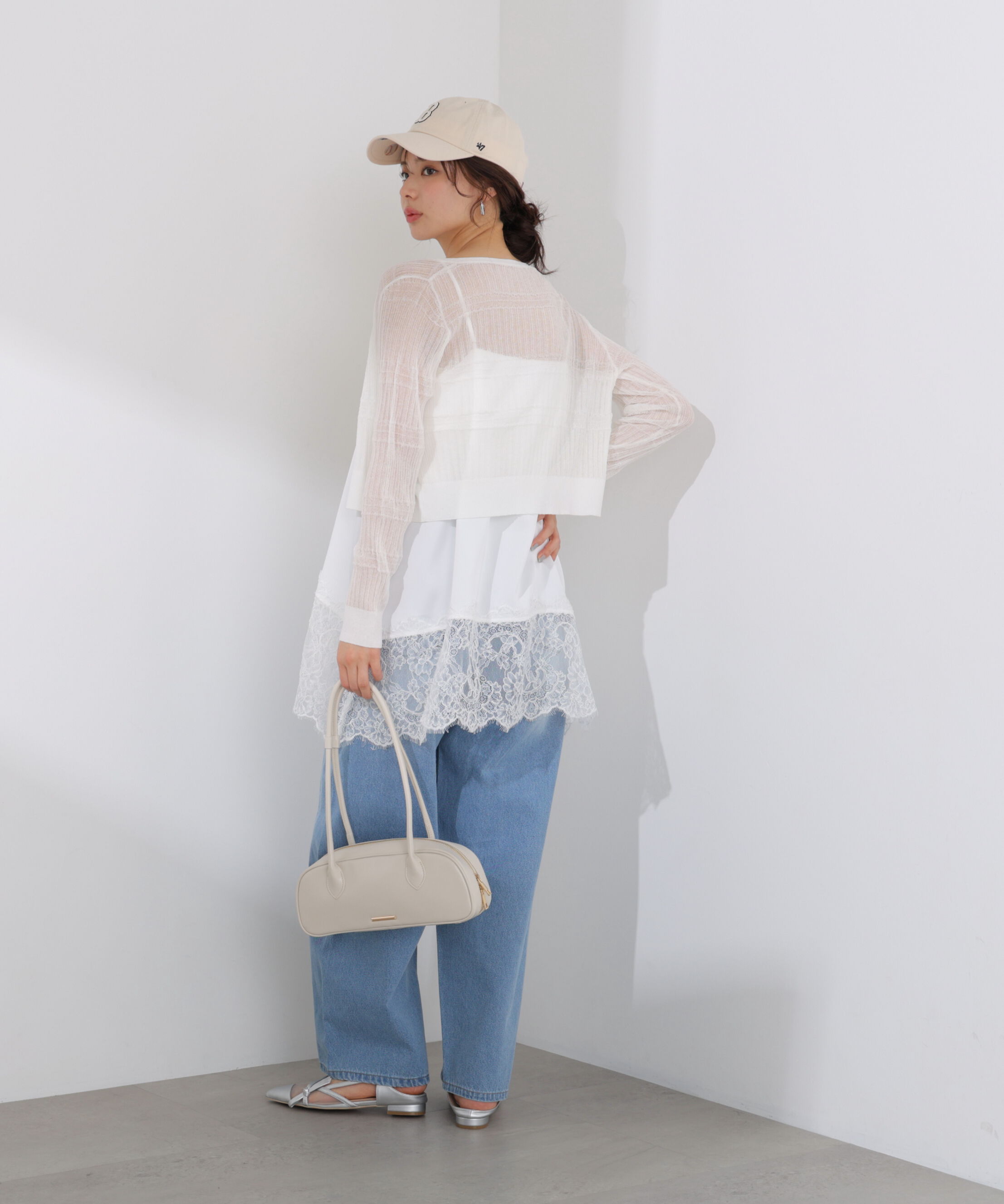 PROPORTION BODY DRESSING「〈a/mie〉変わり織透かし編みカーディガン 26SS」|ニット・セーター|