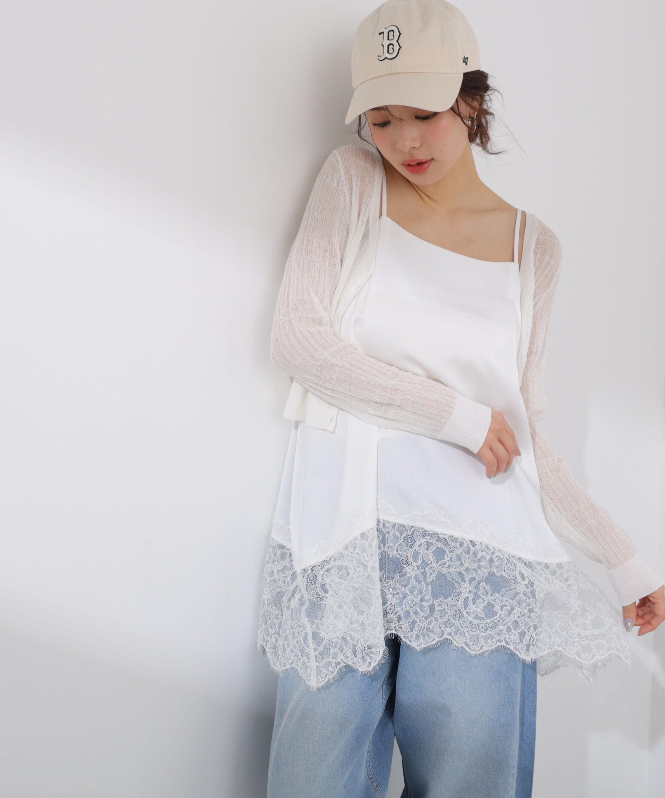 PROPORTION BODY DRESSING「〈a/mie〉変わり織透かし編みカーディガン 26SS」|ニット・セーター|
