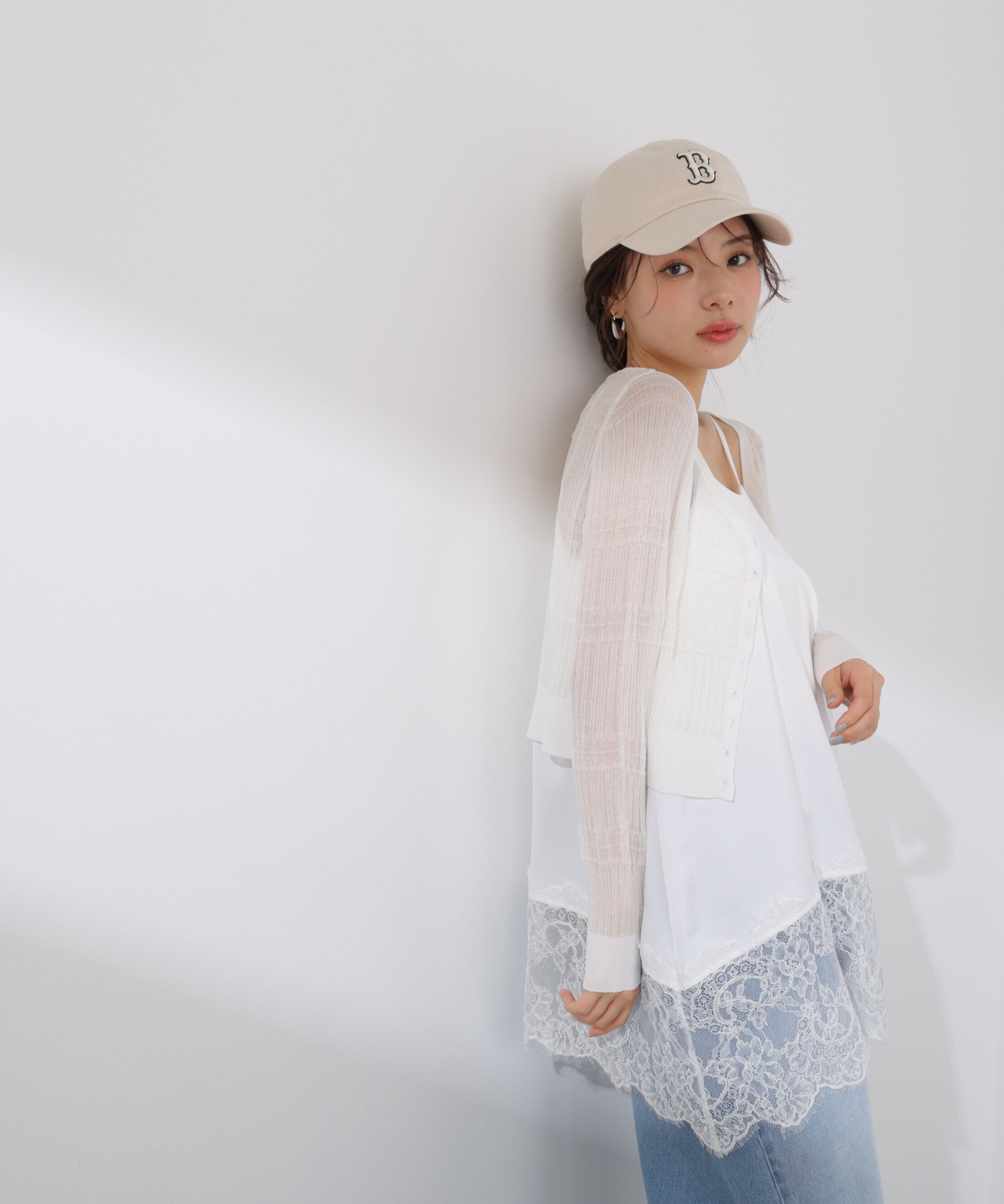 PROPORTION BODY DRESSING「〈a/mie〉変わり織透かし編みカーディガン 26SS」|ニット・セーター|