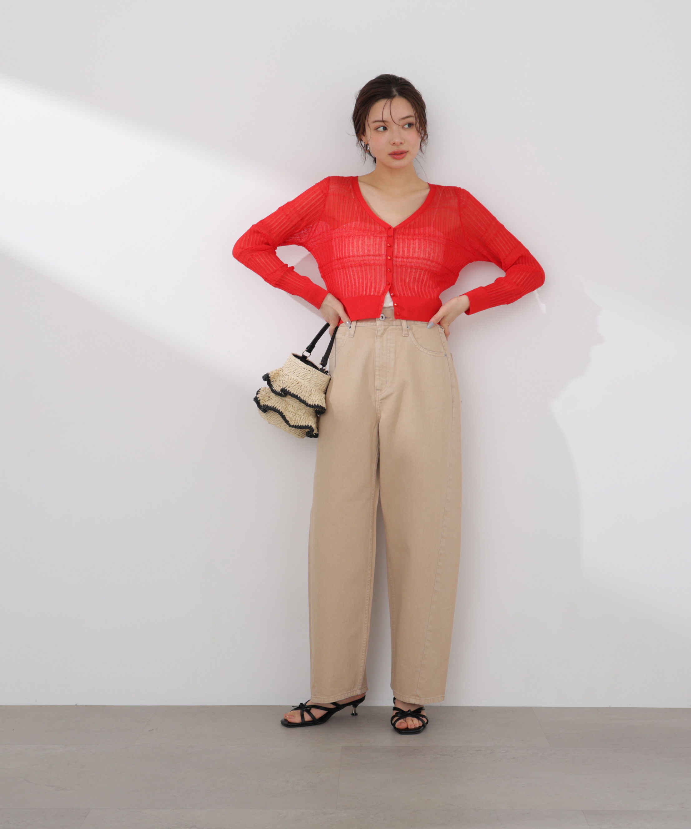 PROPORTION BODY DRESSING「〈a/mie〉変わり織透かし編みカーディガン 26SS」|ニット・セーター|