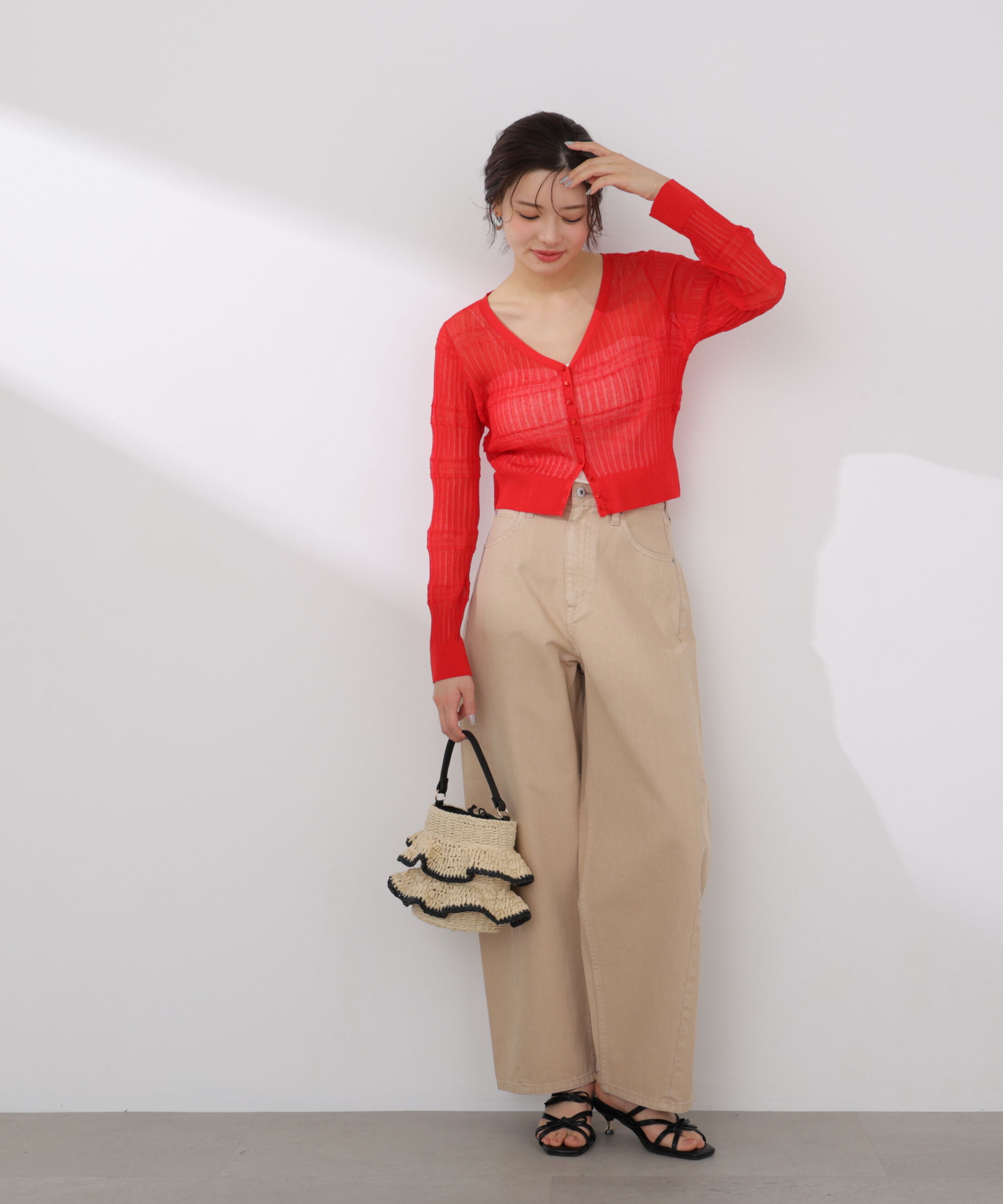 PROPORTION BODY DRESSING「〈a/mie〉変わり織透かし編みカーディガン 26SS」|ニット・セーター|
