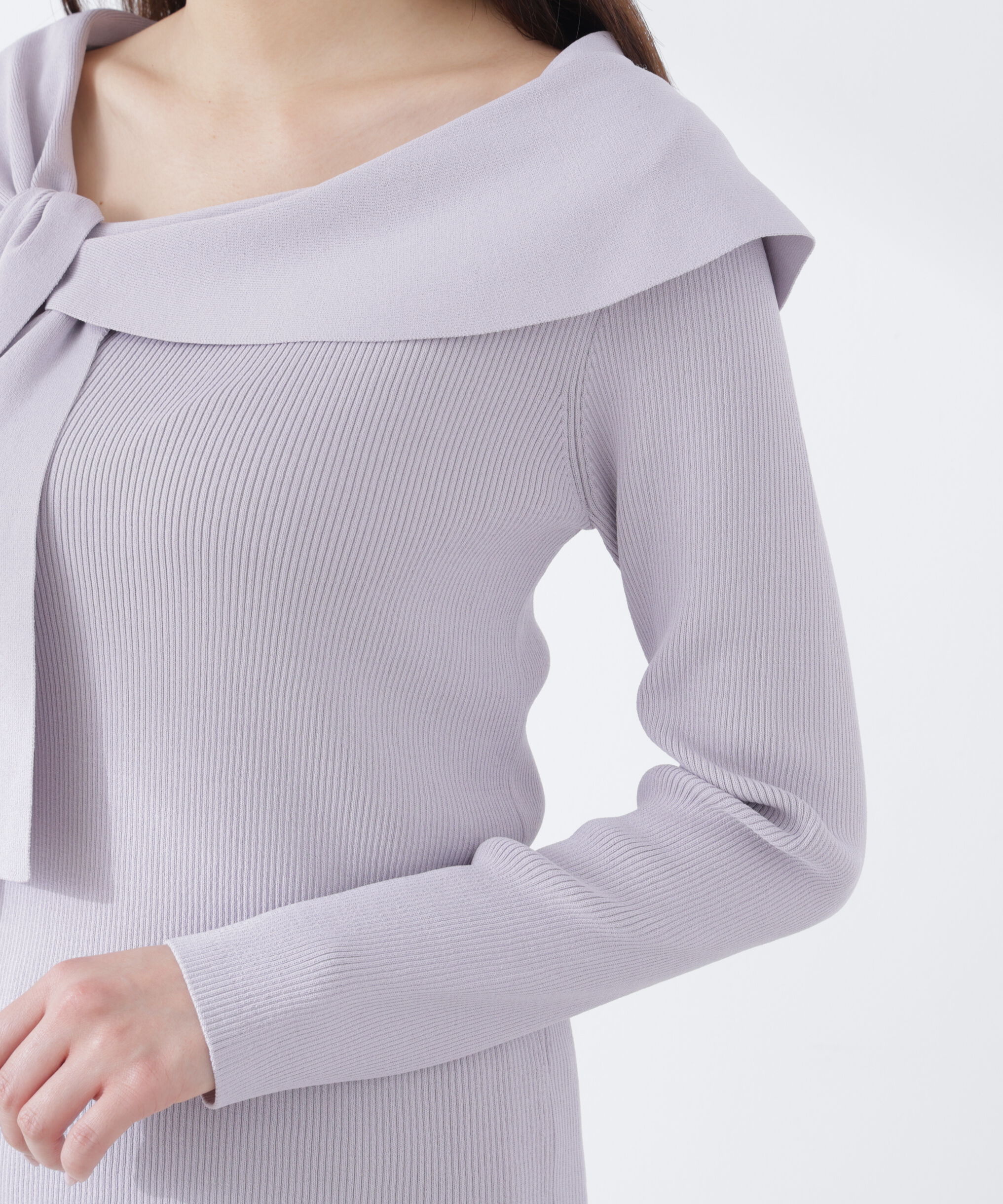 PROPORTION BODY DRESSING「＜ウォッシャブル/UV＞アシメケープニットトップス　26SS」|ニット・セーター|