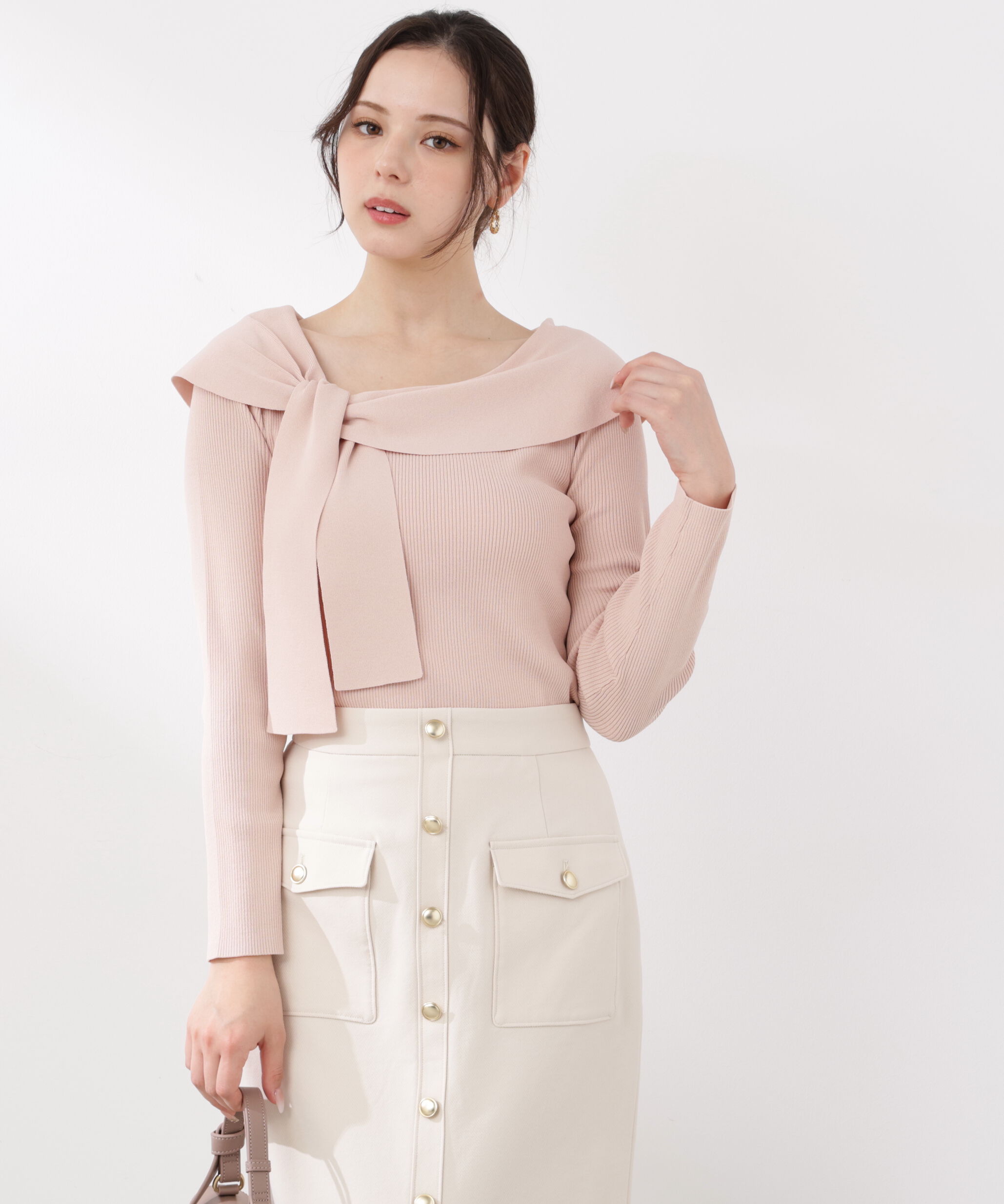 PROPORTION BODY DRESSING「＜ウォッシャブル/UV＞アシメケープニットトップス　26SS」|ニット・セーター|