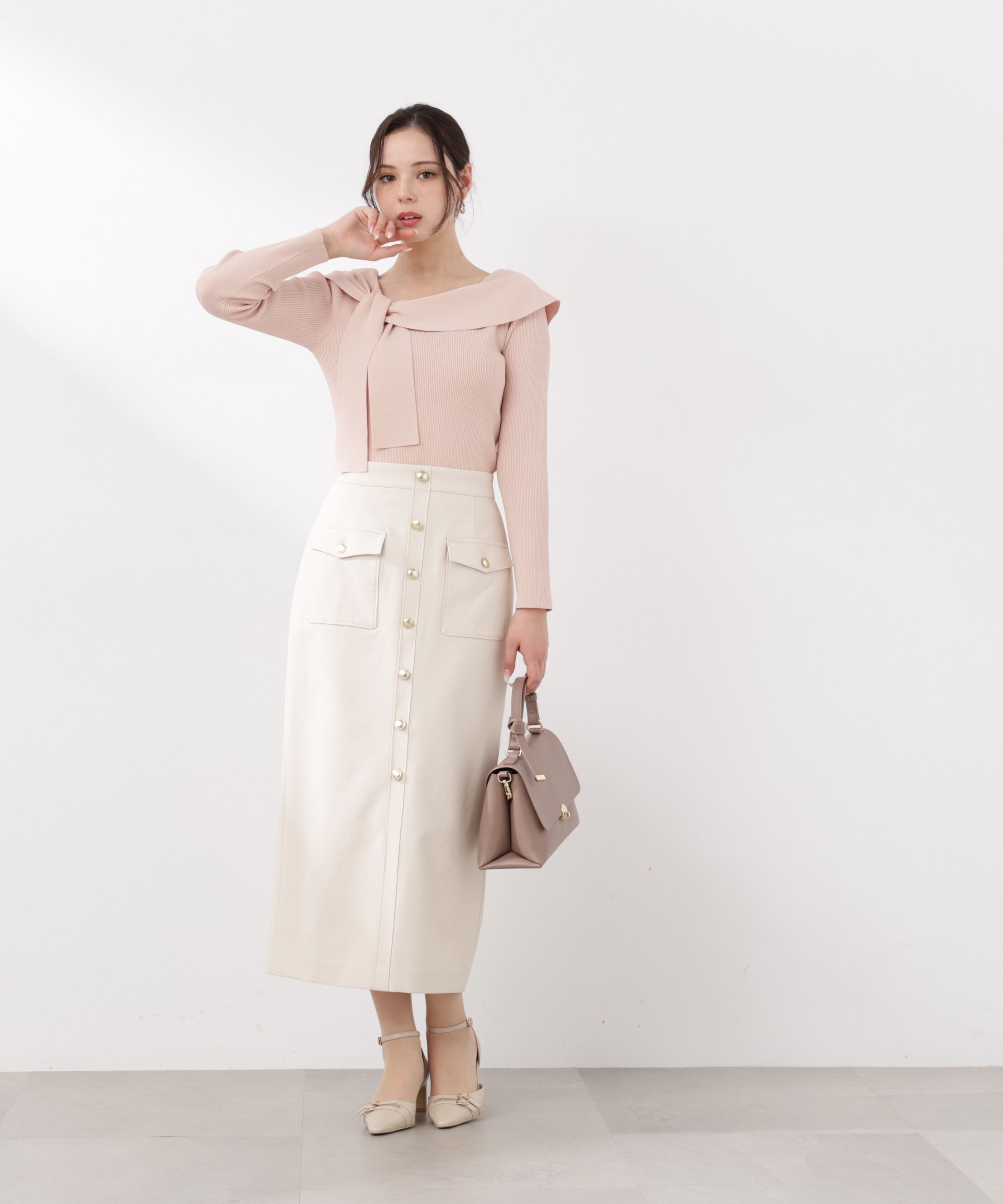 PROPORTION BODY DRESSING「＜ウォッシャブル/UV＞アシメケープニットトップス　26SS」|ニット・セーター|