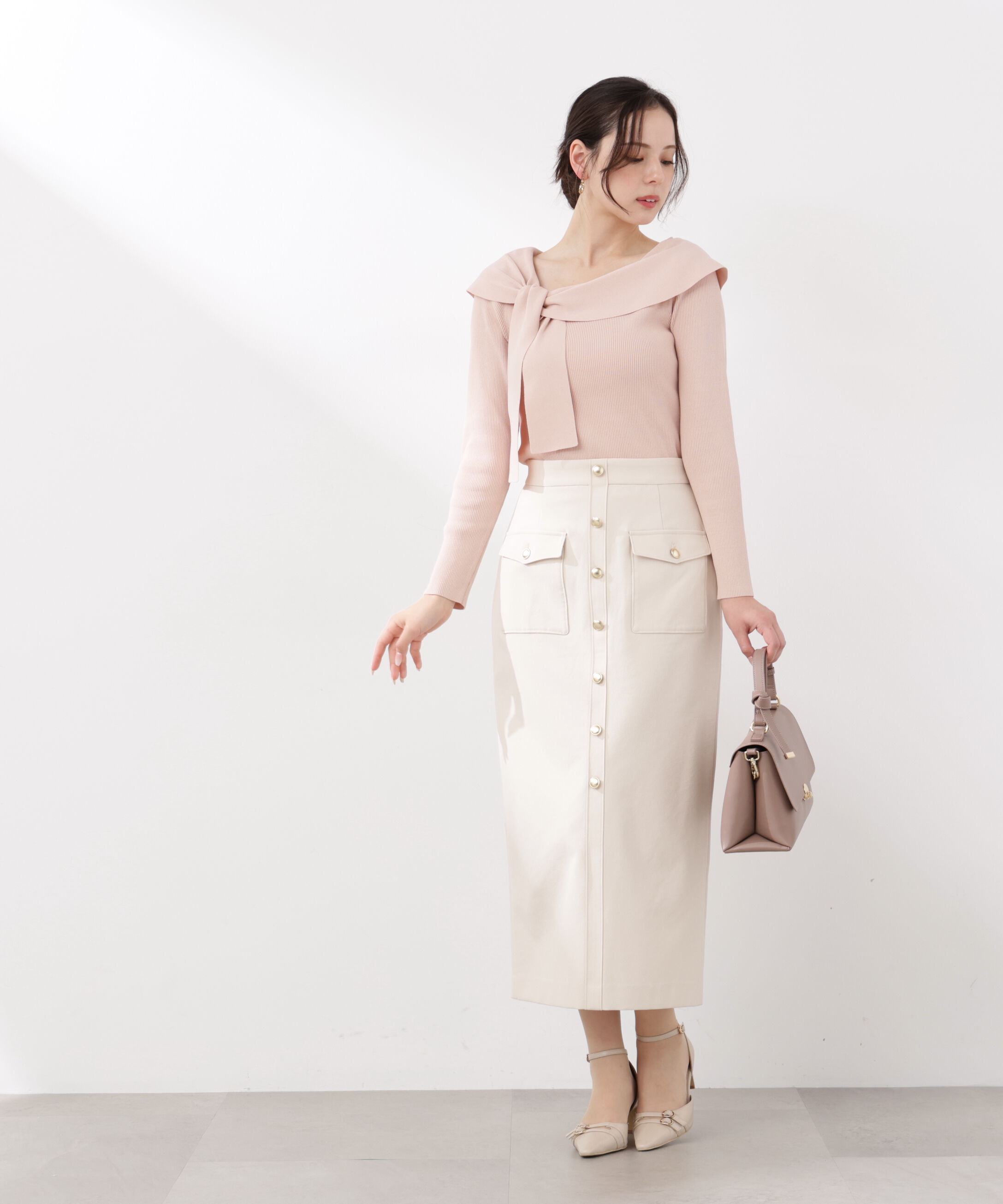 PROPORTION BODY DRESSING「＜ウォッシャブル/UV＞アシメケープニットトップス　26SS」|ニット・セーター|