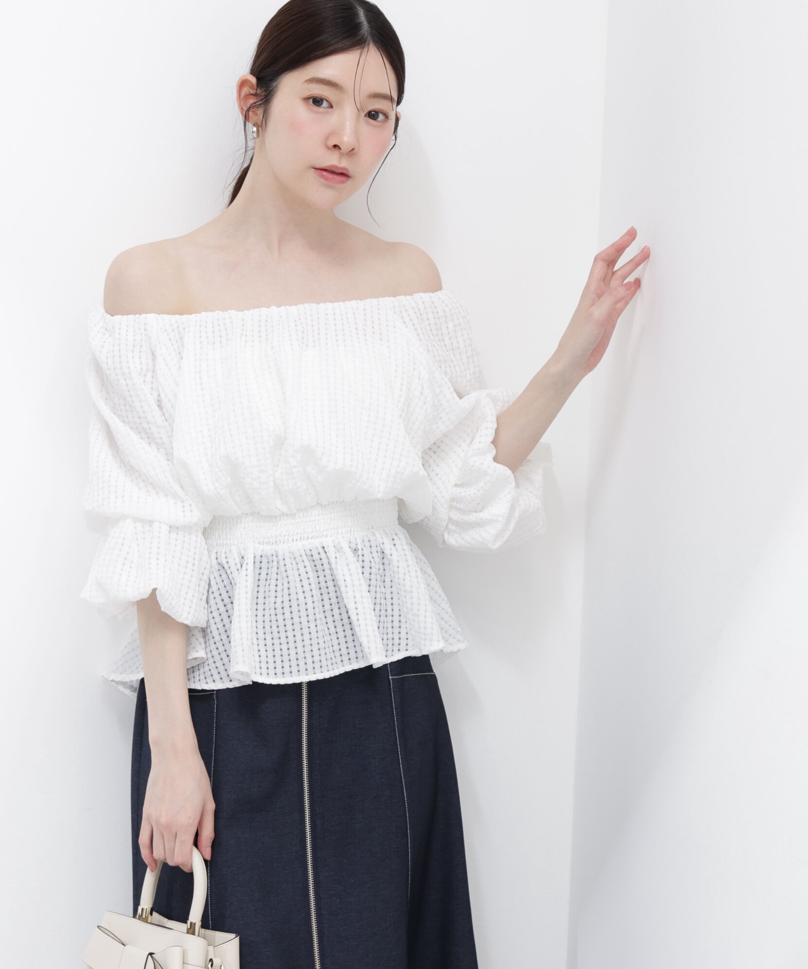 PROPORTION BODY DRESSING「＜中川紅葉さん着用＞〈a/mie〉2wayオフショルフィッシュテールブラウス」|シャツ・ブラウス|