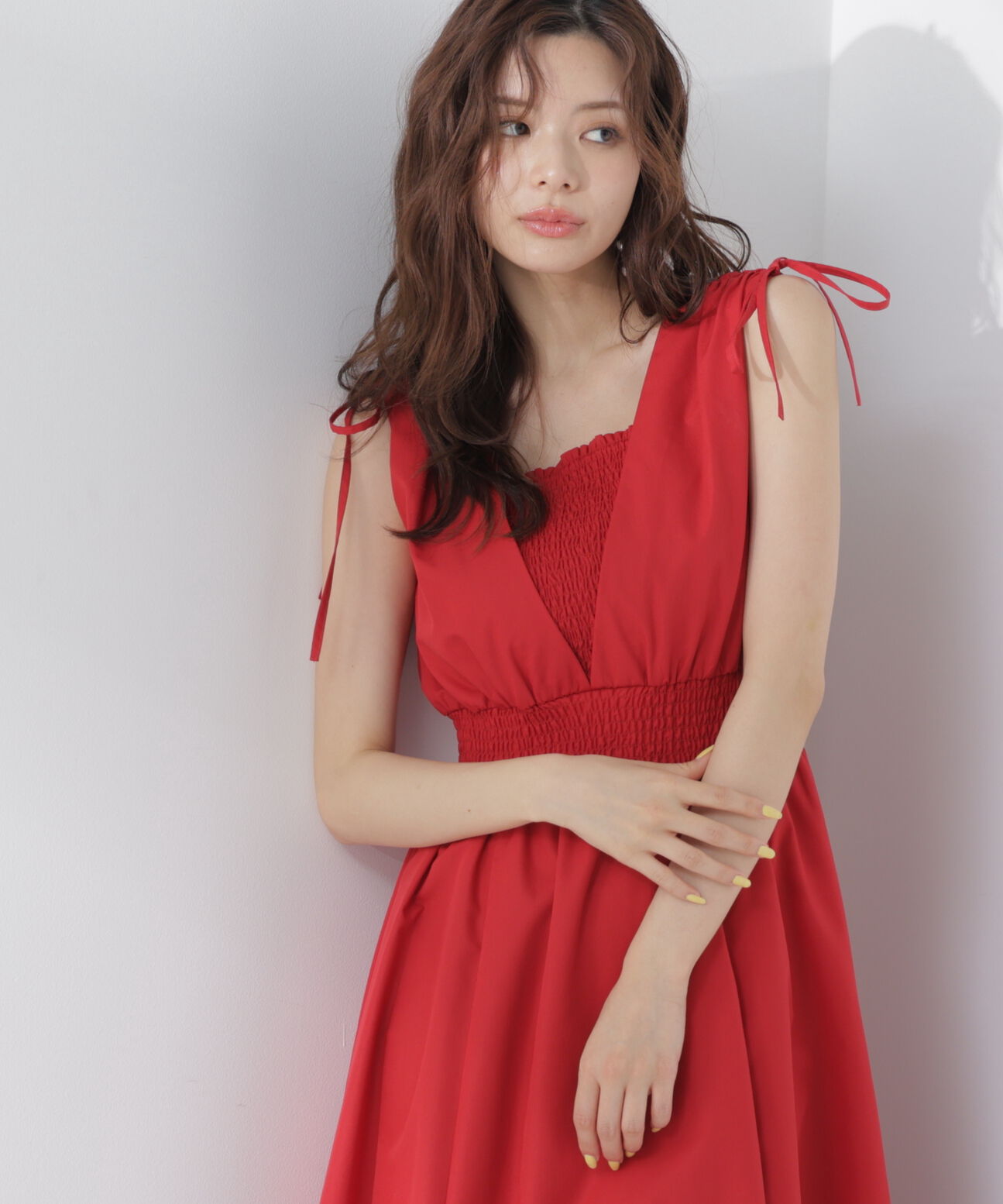 PROPORTION BODY DRESSING「＜中川紅葉さん着用＞ショルダーリボンギャザーワンピース」|ワンピース|
