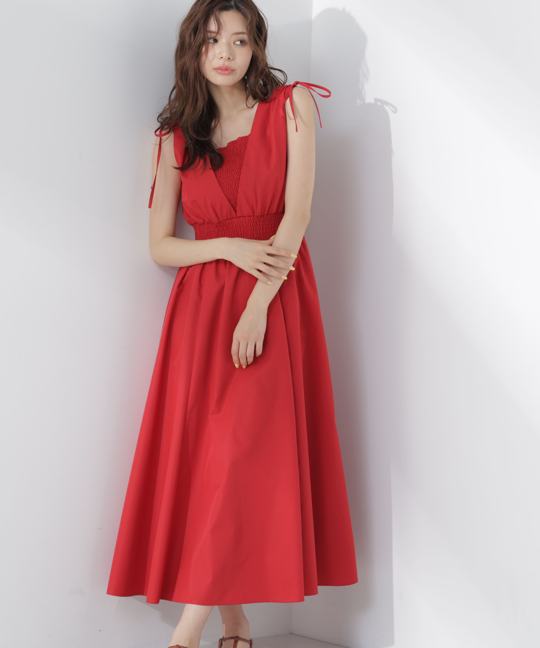PROPORTION BODY DRESSING「＜中川紅葉さん着用＞ショルダーリボンギャザーワンピース」|ワンピース|