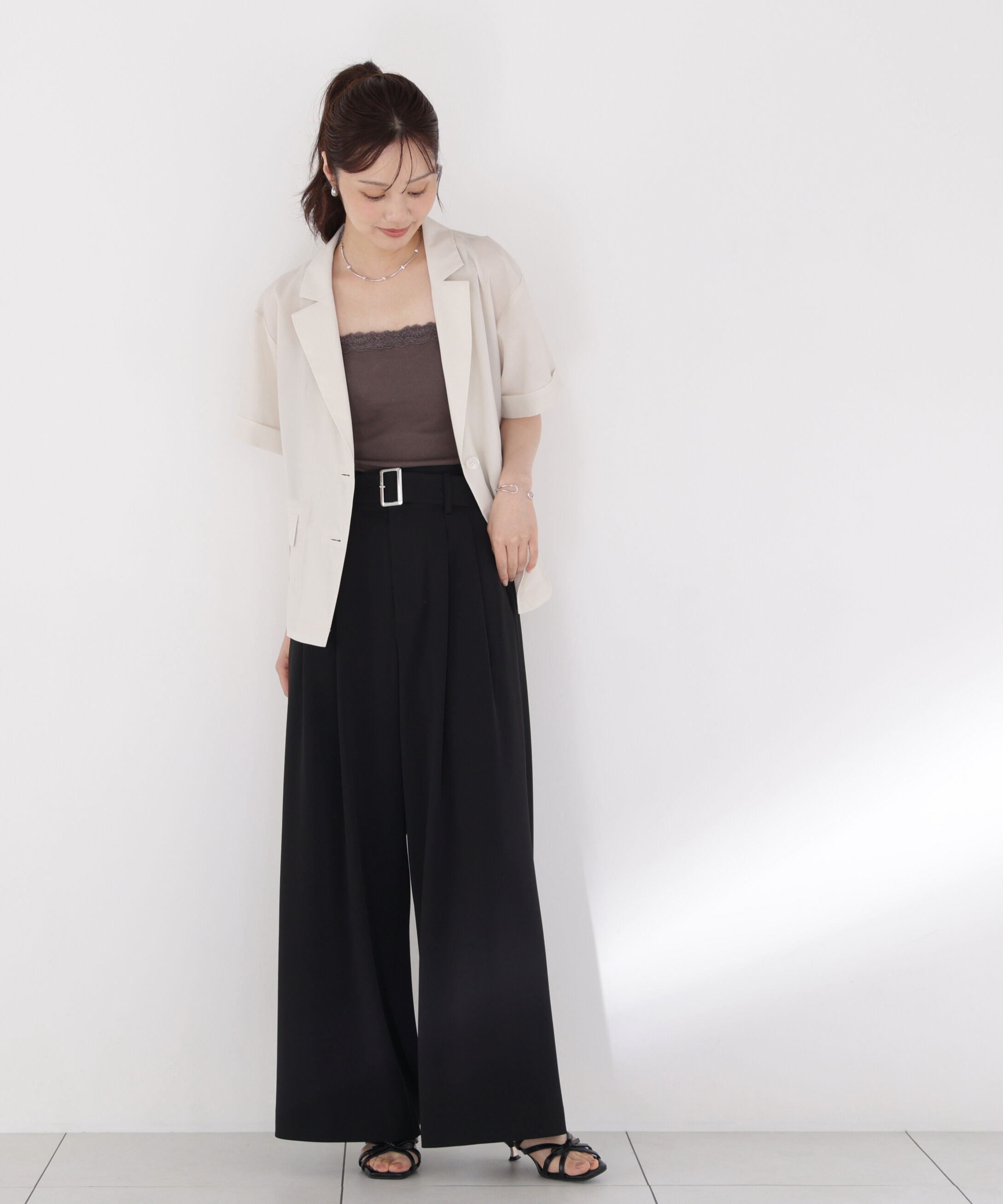 PROPORTION BODY DRESSING「＜a/mie＞ベルト付き2タックワイドパンツ」|その他|
