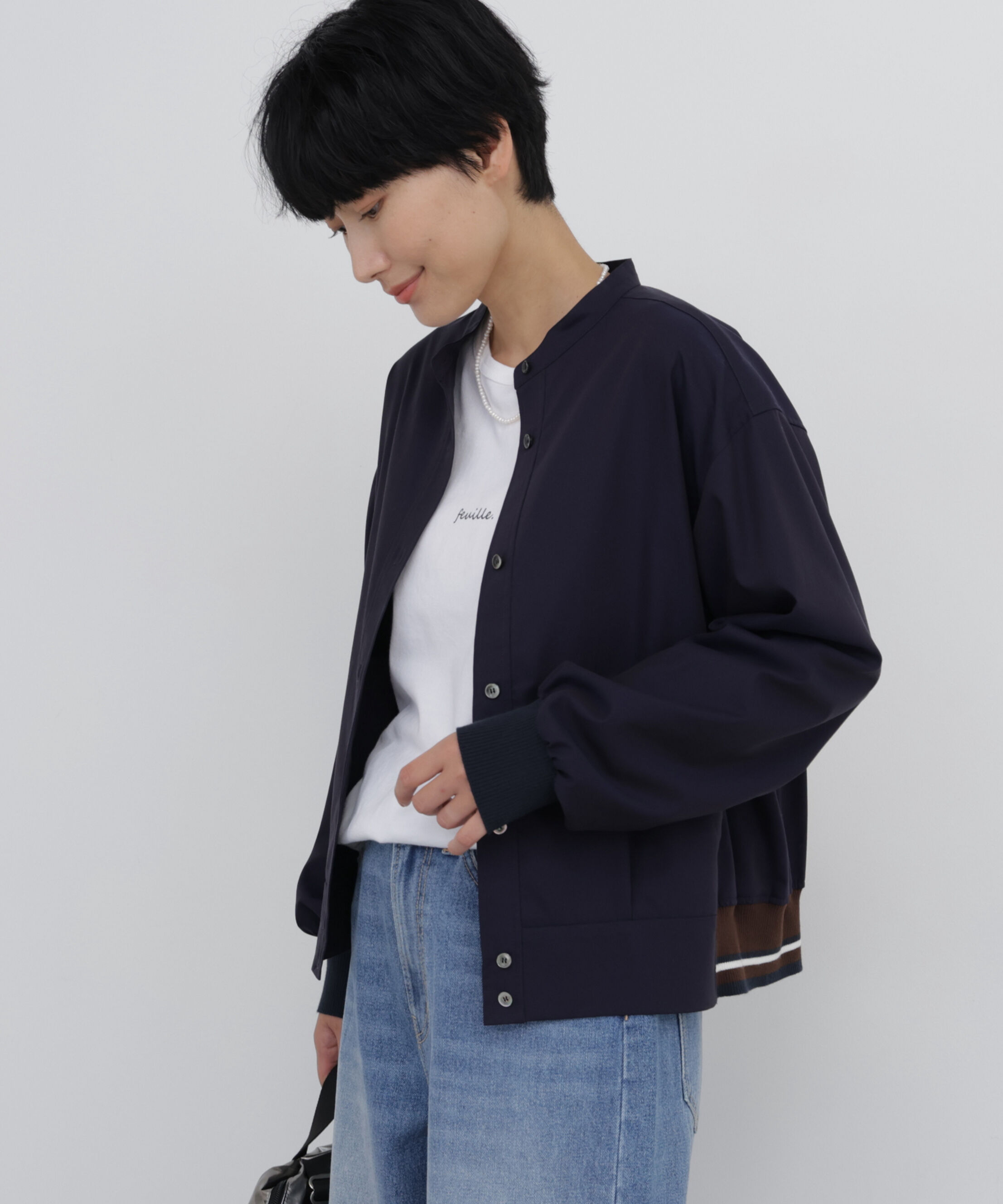  「◆ピンポイントオックスリブ付きシャツ」|シャツ・ブラウス|ネイビー