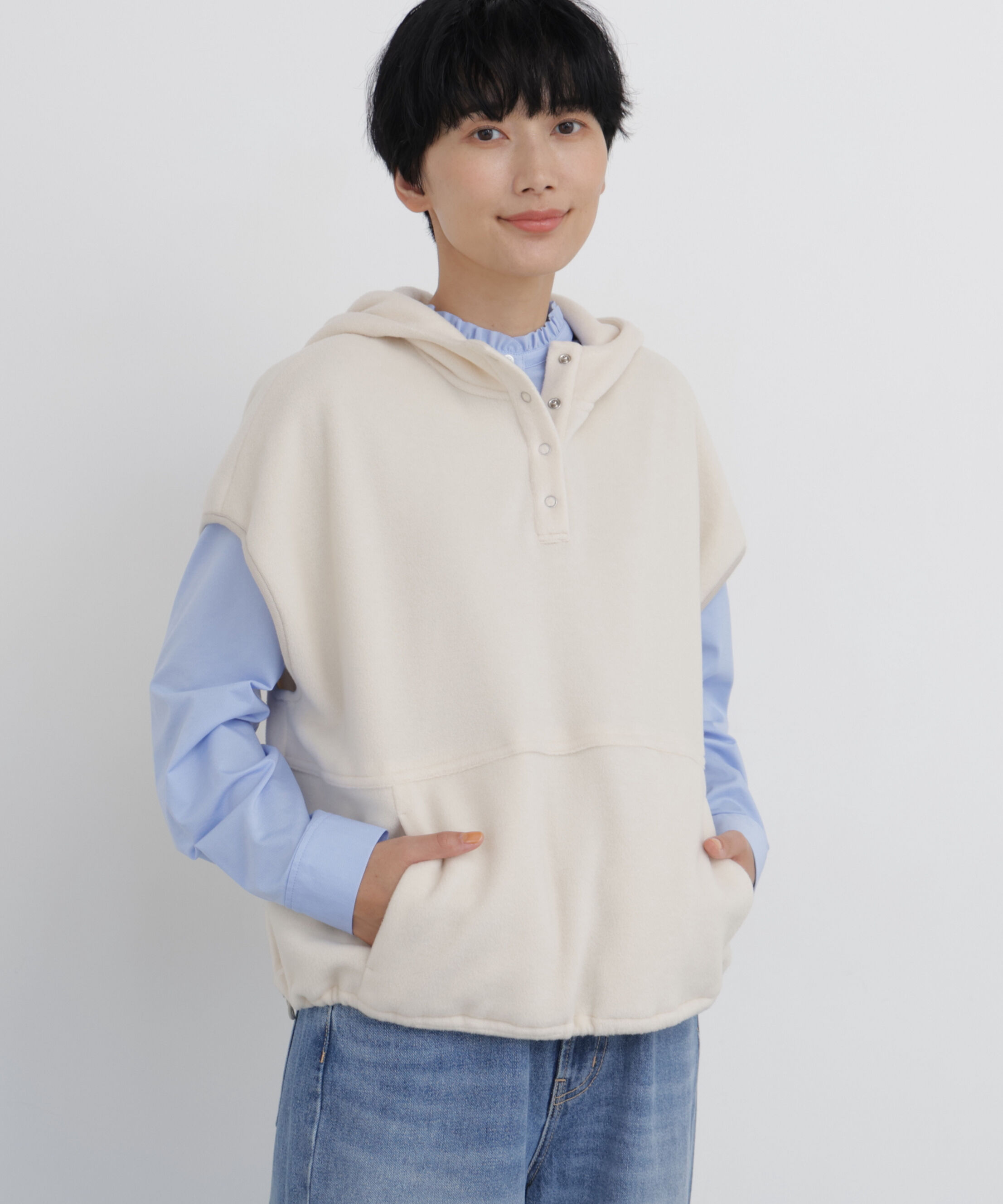  「◆フリースフードベスト」|Tシャツ・カットソー|