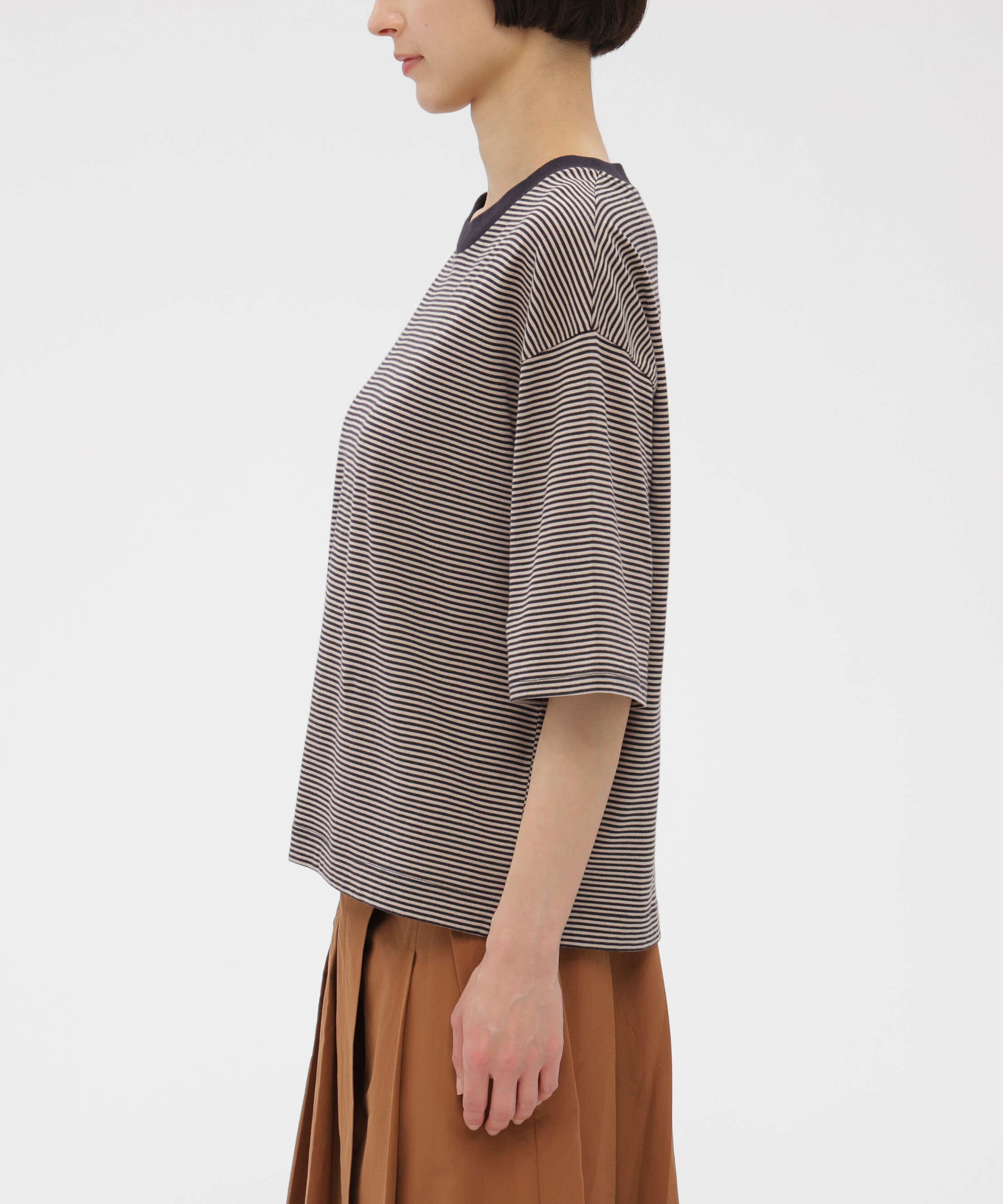  「COTTON MINI STRIPE JERSEY TOP」|Tシャツ・カットソー|