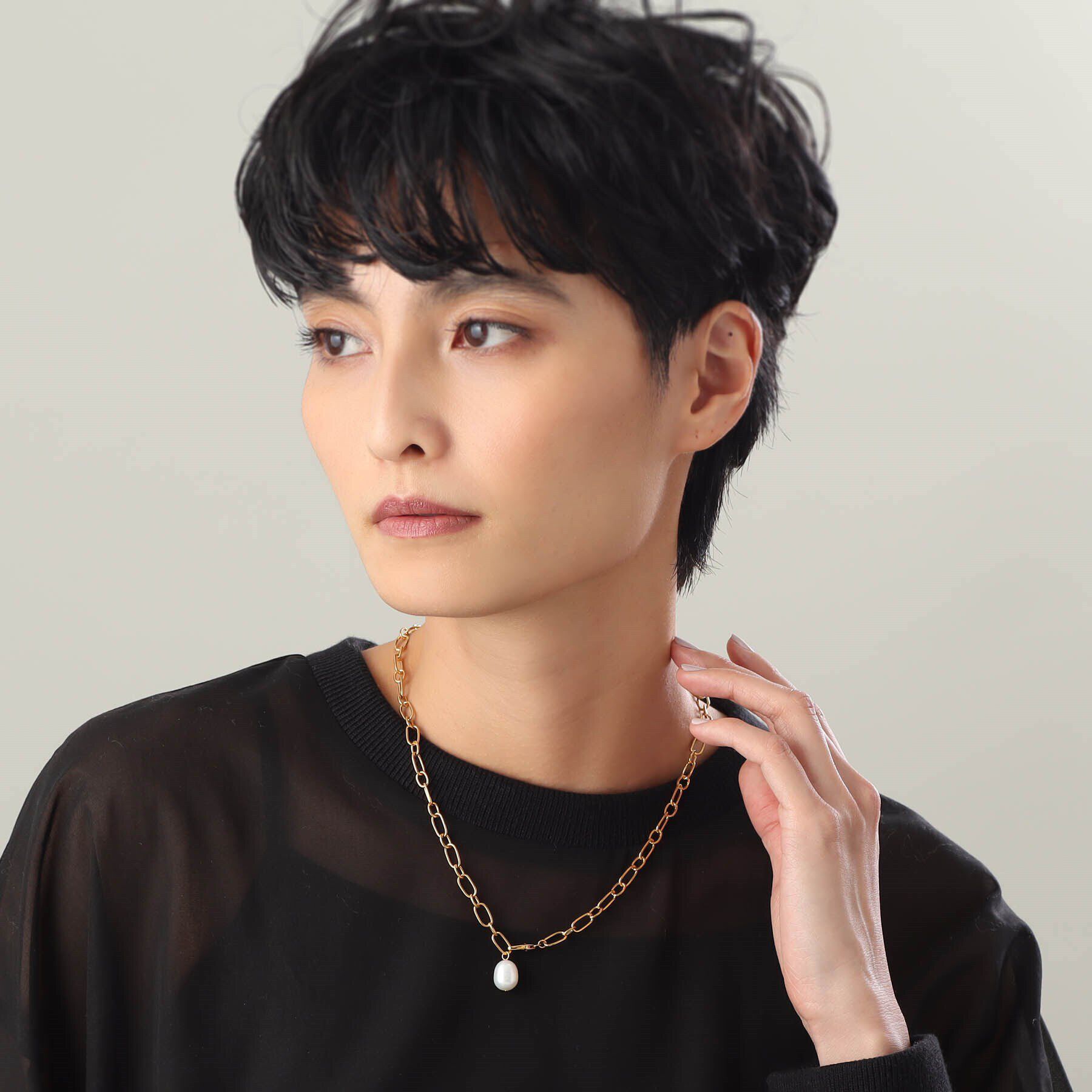 COCOSHNIK ONKITSCH「シルバー バロックパール 2WAYドロップ ネックレス GP」|ネックレス|