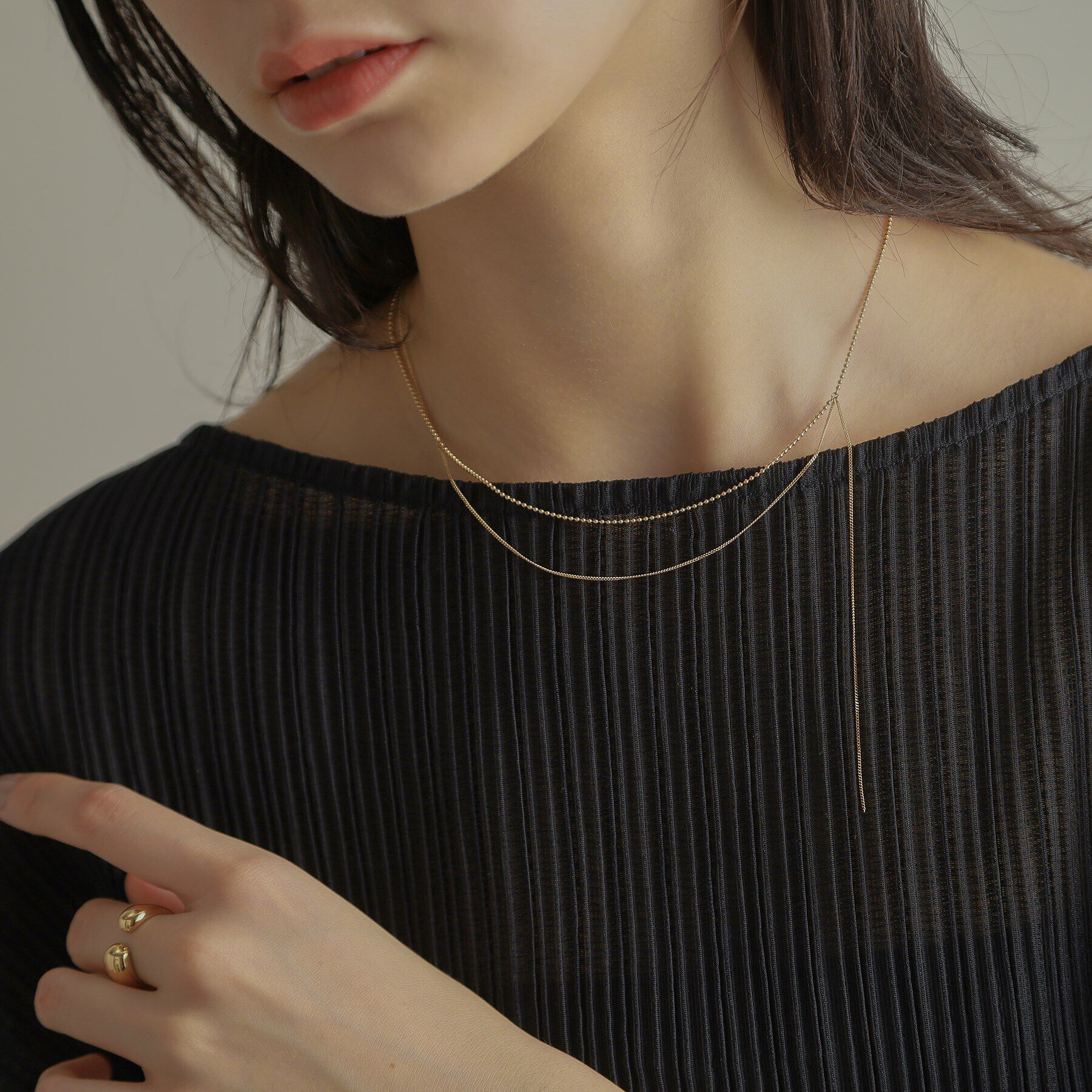 COCOSHNIK「K10ボール&times;キヘイハンギングチェーン ネックレス」|ネックレス|