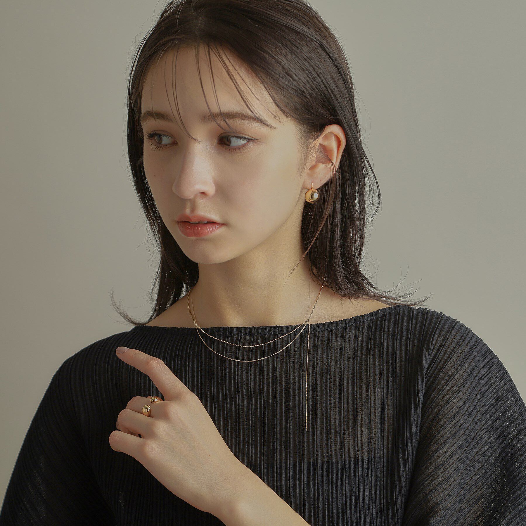 COCOSHNIK「K10ボール&times;キヘイハンギングチェーン ネックレス」|ネックレス|