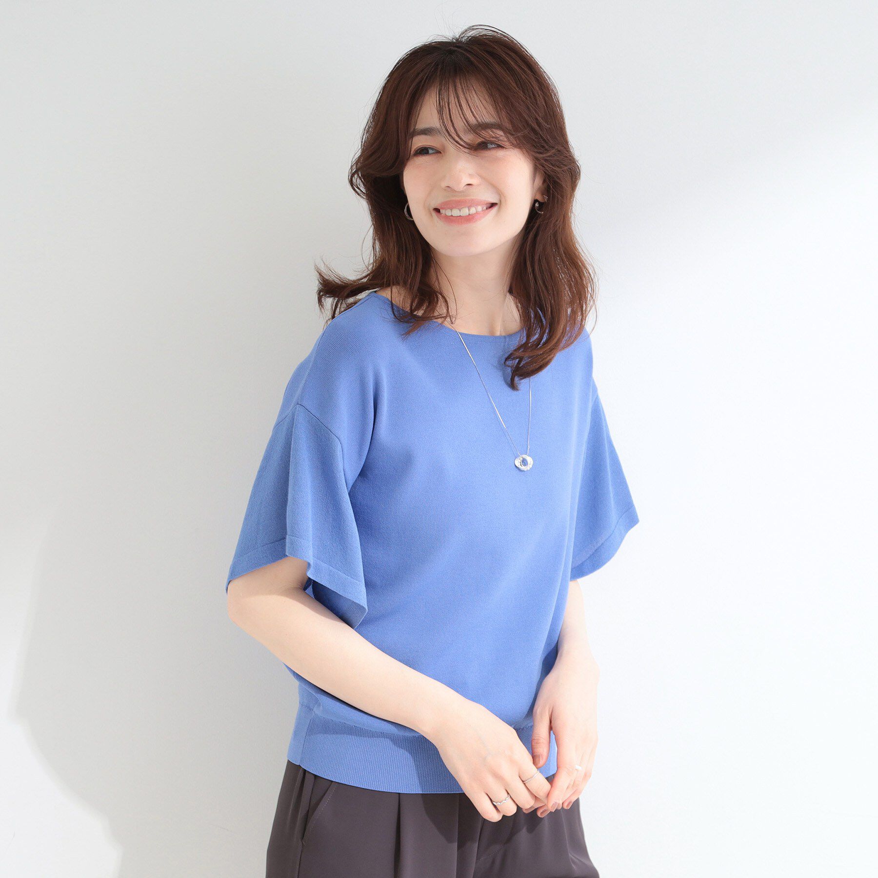 SHOO･LA･RUE「【S-LL/ひんやり/洗濯機可】インせず着られる ひらり袖ニット」|ニット・セーター|