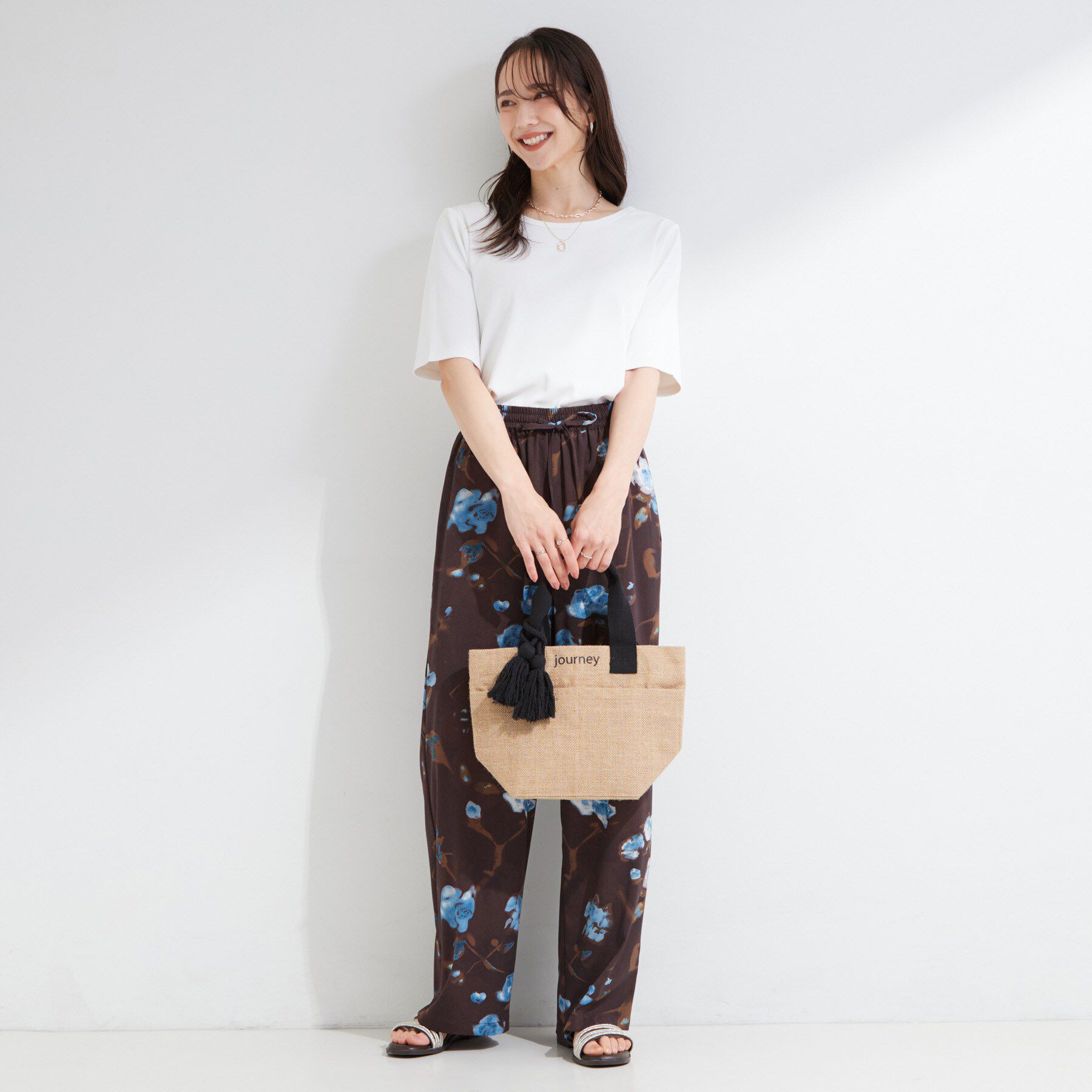 SHOO･LA･RUE「【ひんやり/前後2WAY/S-LL】着回しやすい 5分袖テレコトップス」|Tシャツ・カットソー|