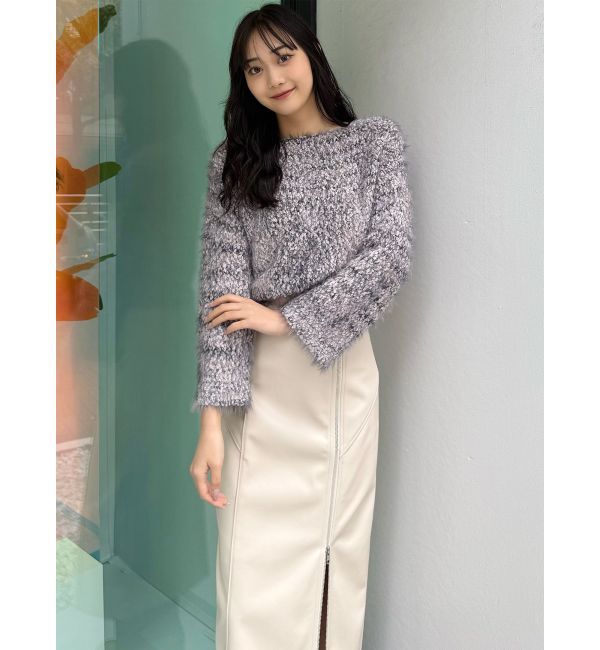 MURUA「ZIPスリットフェイクレザーナロースカート」|スカート|
