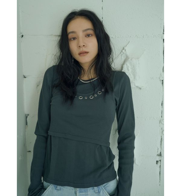 Ungrid「ハトメデザインレイヤードロングスリーブTee」|Tシャツ・カットソー|