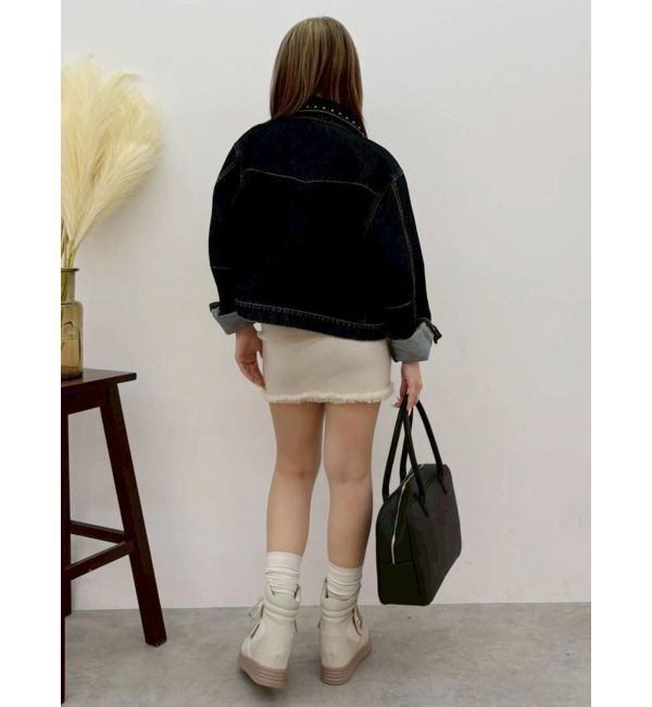 EVRIS「フロントロゴショルダーフリルニットミニワンピース」|ワンピース|