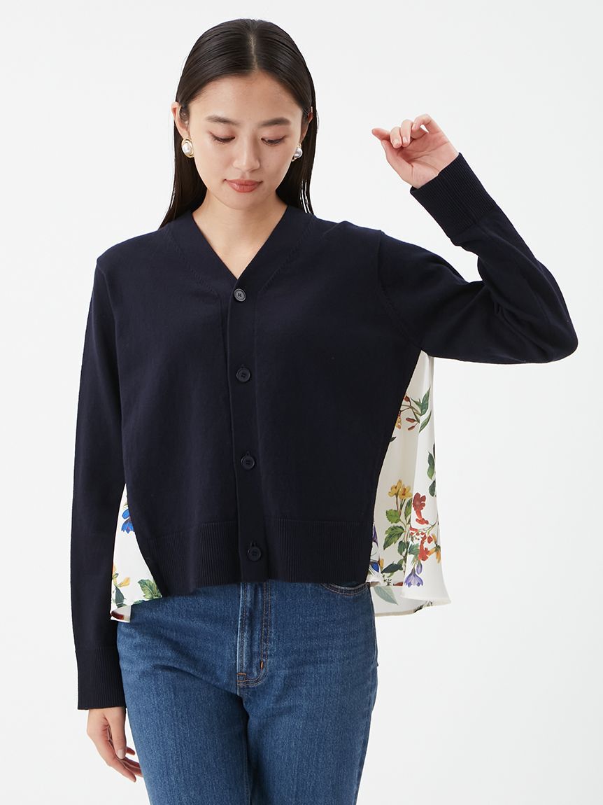 Mila Owen「【WEB限定カラー】カシミヤコットンボタニカルドッキングカーディガン」|カーディガン|