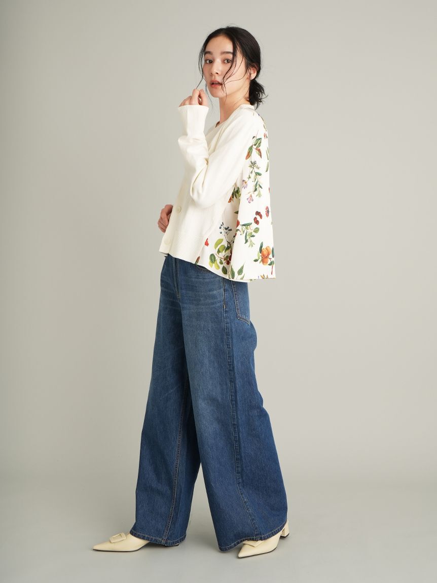 Mila Owen「【WEB限定カラー】カシミヤコットンボタニカルドッキングカーディガン」|カーディガン|