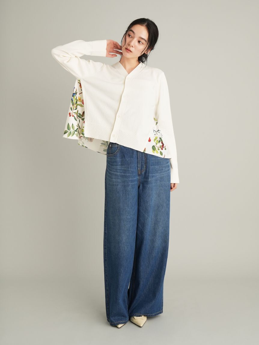 Mila Owen「【WEB限定カラー】カシミヤコットンボタニカルドッキングカーディガン」|カーディガン|