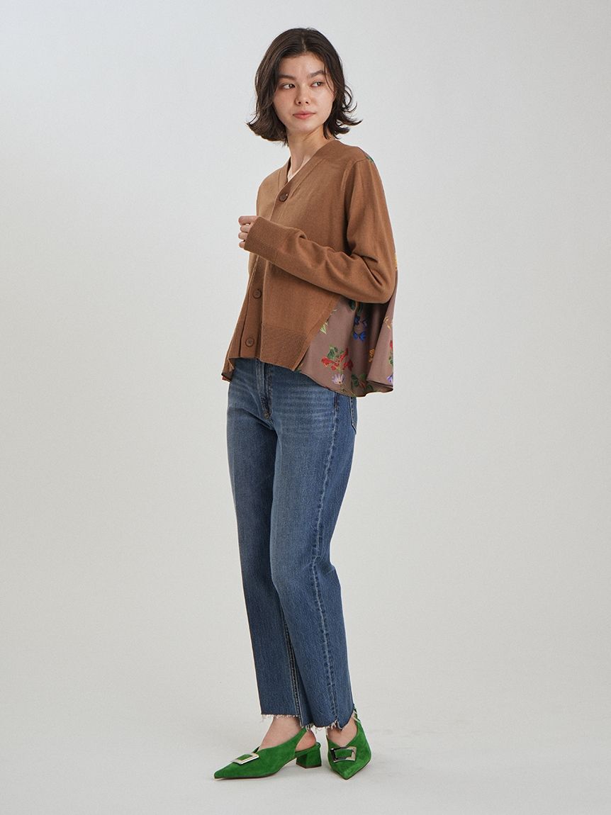 Mila Owen「【WEB限定カラー】カシミヤコットンボタニカルドッキングカーディガン」|カーディガン|
