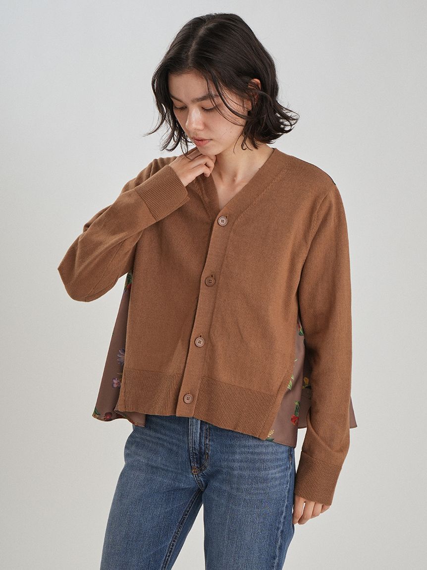 Mila Owen「【WEB限定カラー】カシミヤコットンボタニカルドッキングカーディガン」|カーディガン|