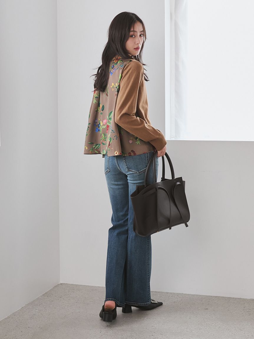 Mila Owen「【WEB限定カラー】カシミヤコットンボタニカルドッキングカーディガン」|カーディガン|