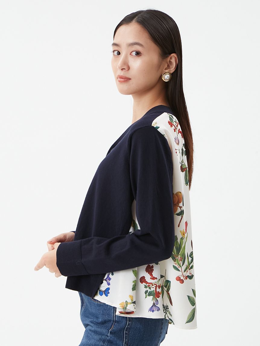 Mila Owen「【WEB限定カラー】カシミヤコットンボタニカルドッキングカーディガン」|カーディガン|