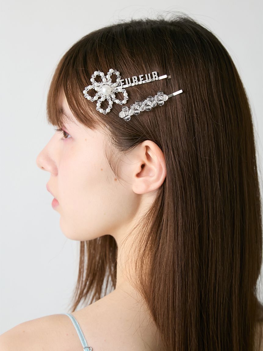 FURFUR「フラワーモチーフヘアピンセット」|ヘアバンド|