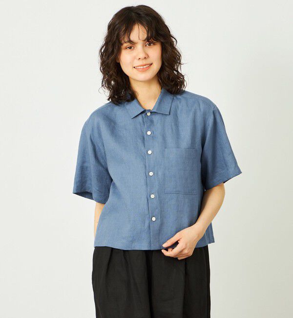 MACKINTOSH PHILOSOPHY「GREY LABEL リネンハーフスリーブシャツ」|シャツ・ブラウス|ネイビー