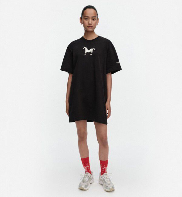 Marimekko「Rastit Musta Tamma Placement ワンピース」|ワンピース|ﾌﾞﾗｯｸ&times;ｵﾌﾎﾜｲﾄ