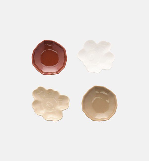 Marimekko「Unikko&Kivet Shape Plate 4枚セット」|その他|ﾍﾞｰｼﾞｭ&times;ﾌﾞﾗｳﾝ&times;ﾎﾜｲﾄ